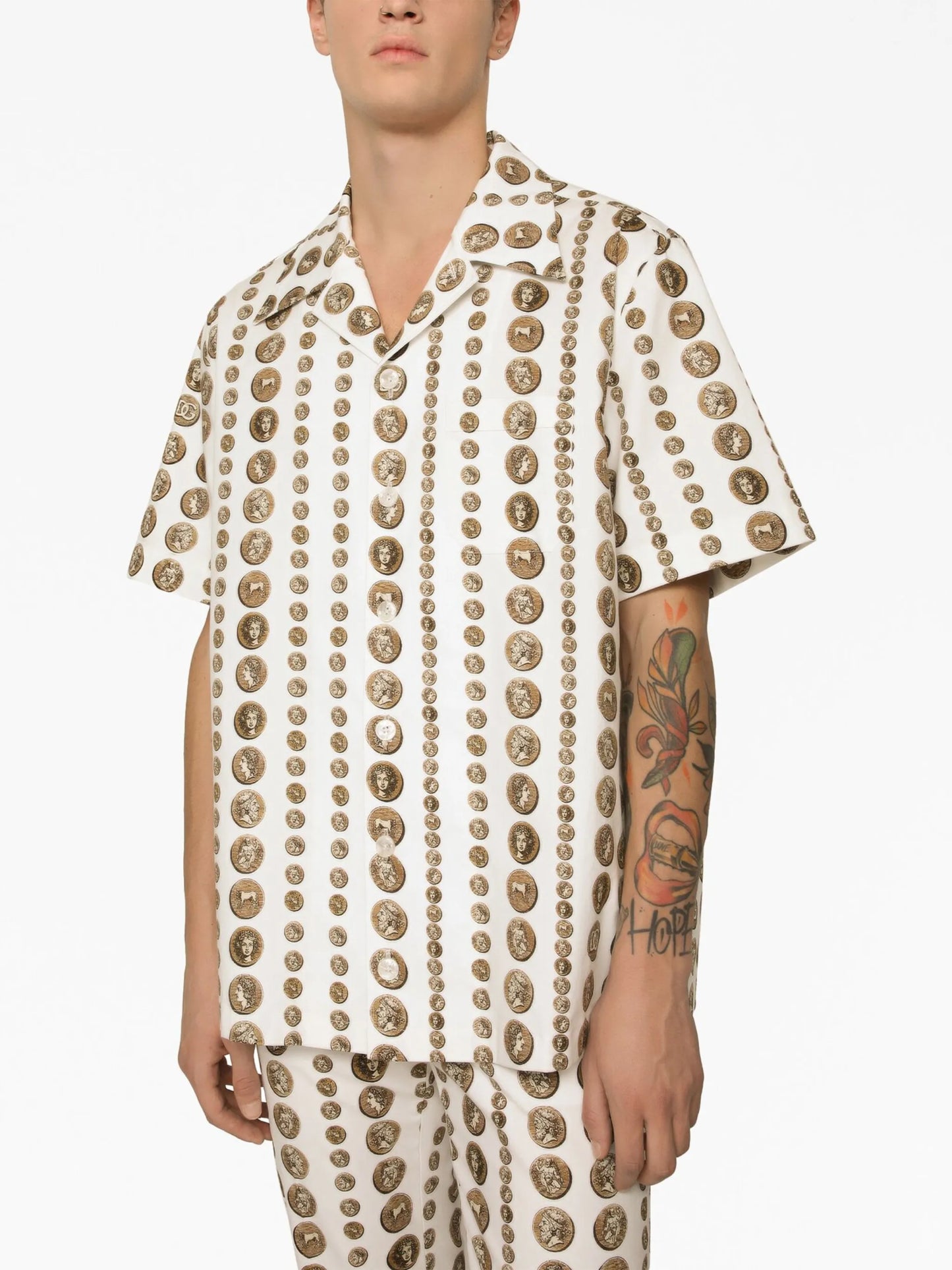 Monete-print stretch-cotton shirt