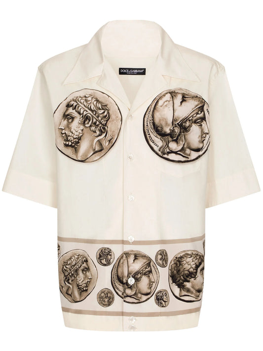 coin-print cotton shirt