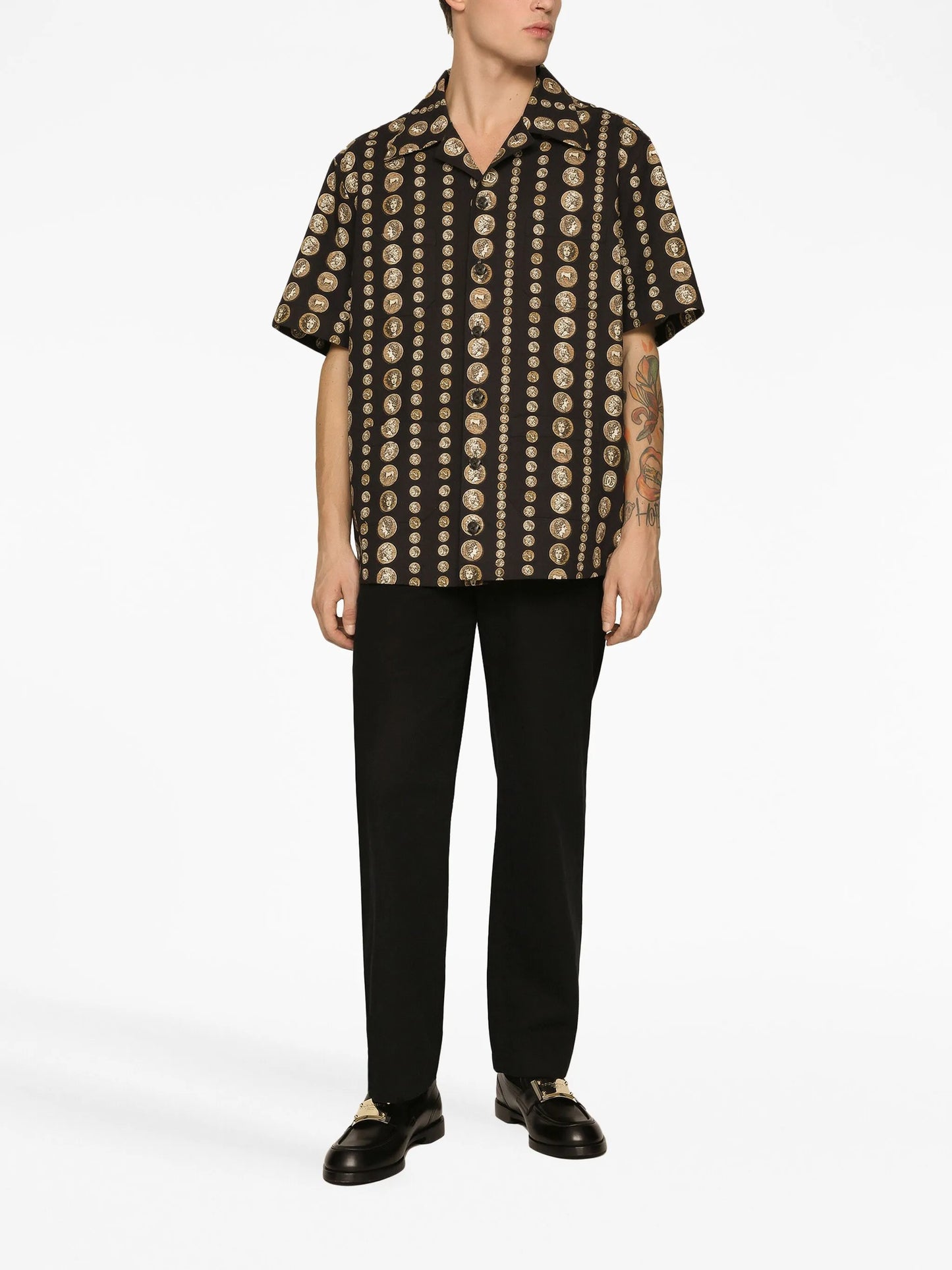 coin-print stretch-cotton shirt