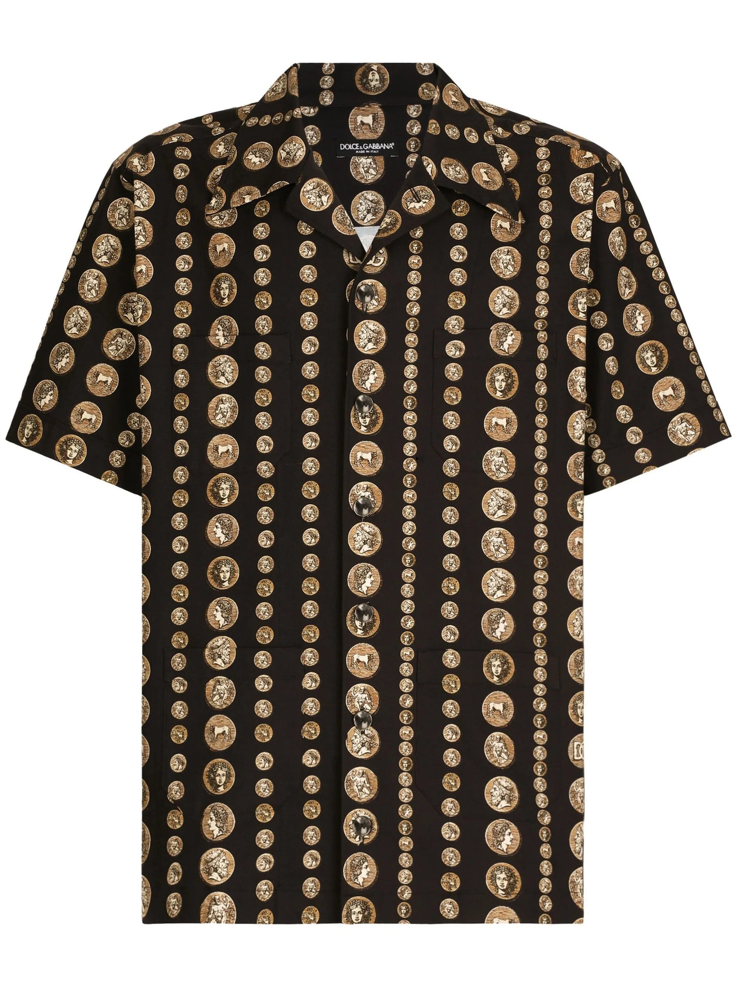 coin-print stretch-cotton shirt