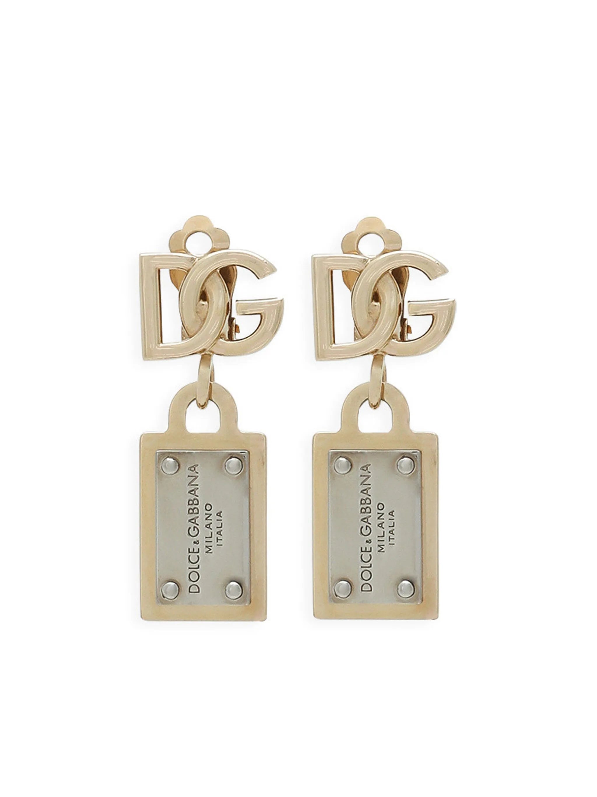 logo-lettering drop earrings