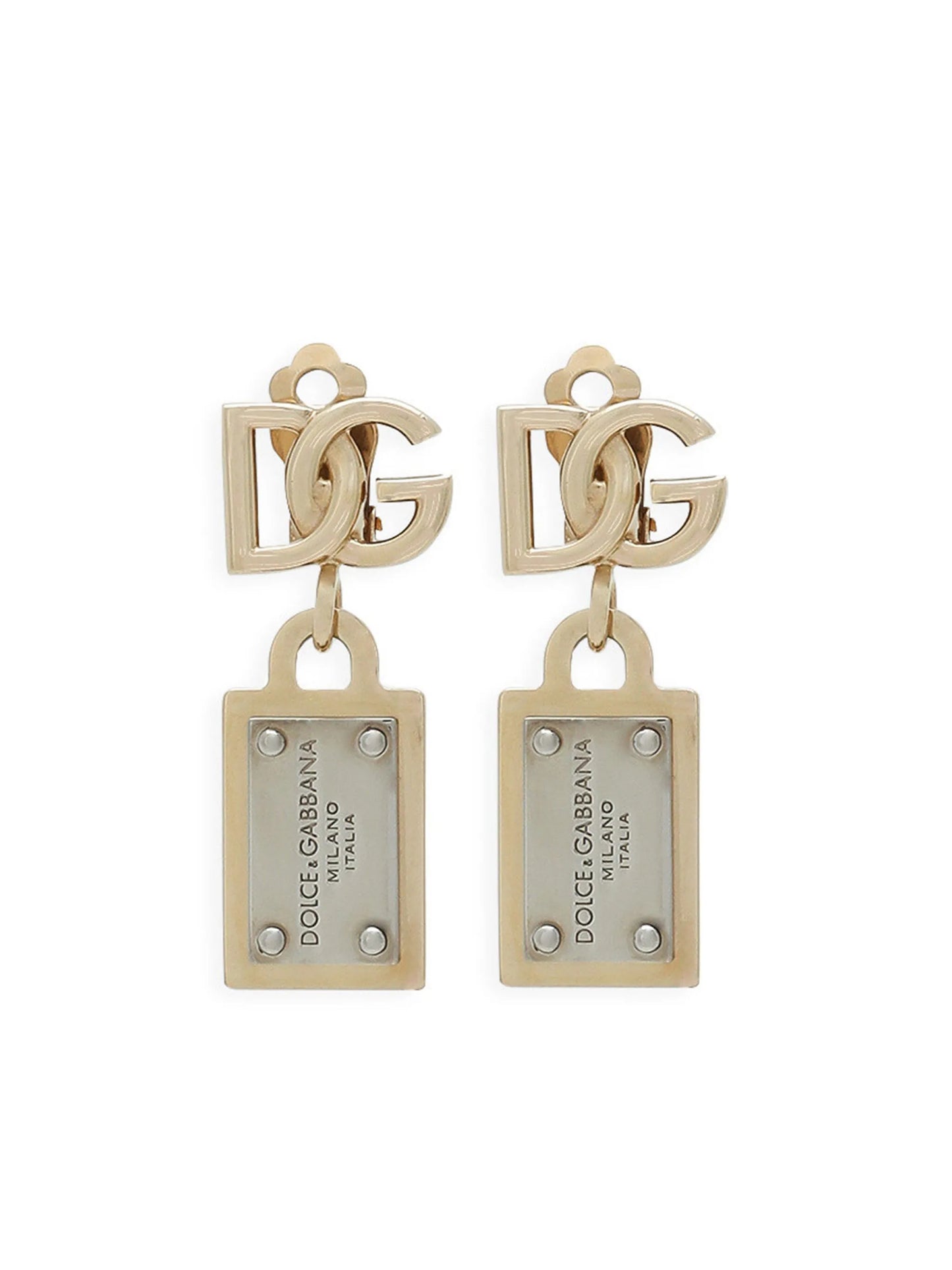 logo-lettering drop earrings