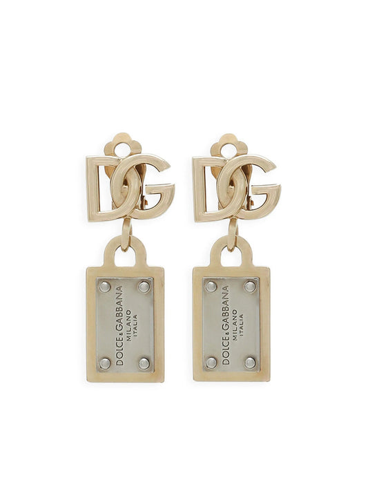 logo-lettering drop earrings