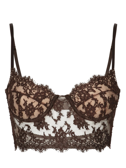 floral-lace corset-style bra