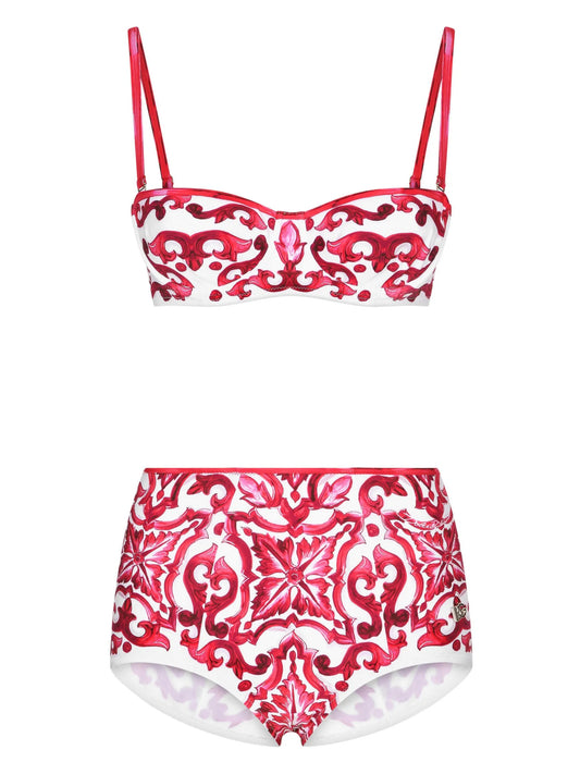 Maiolica-print bikini set