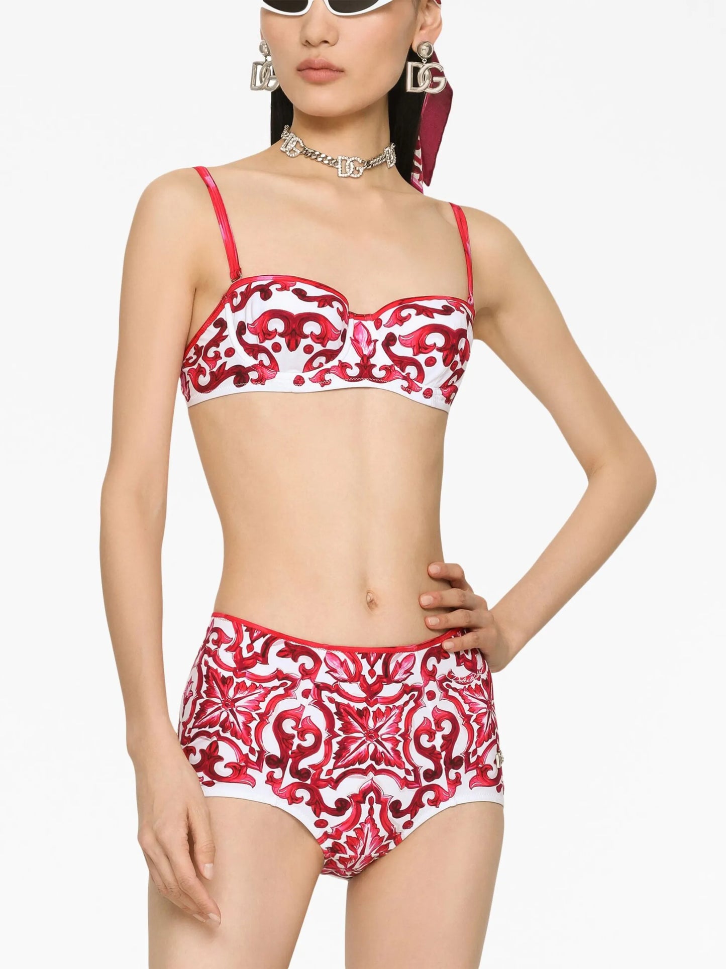 Maiolica-print bikini set