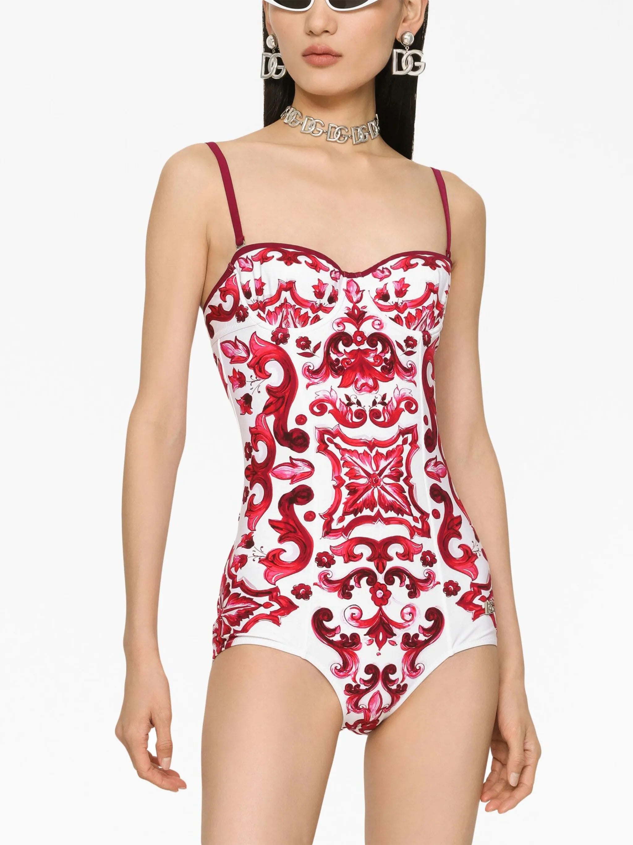 Maiolica-print one-piece swimsuit