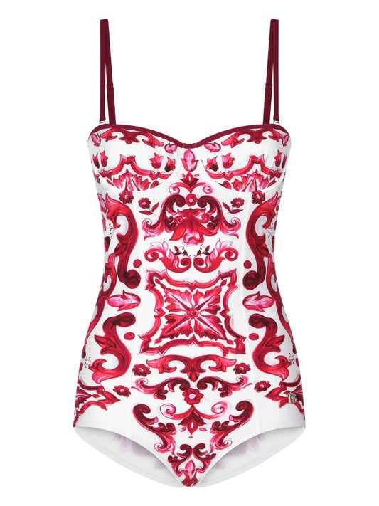 Maiolica-print one-piece swimsuit