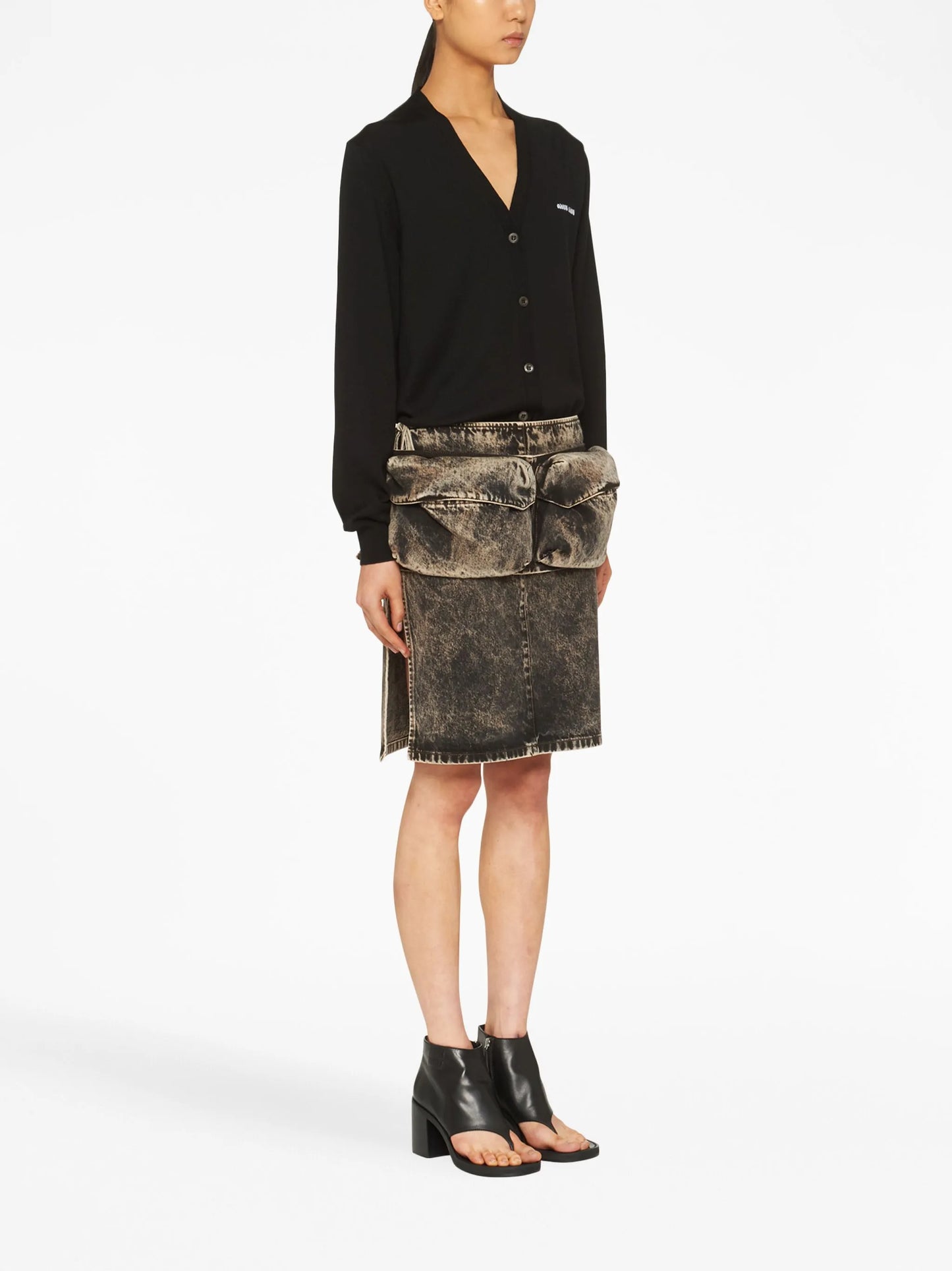 intarsia-knit logo virgin wool cardigan
