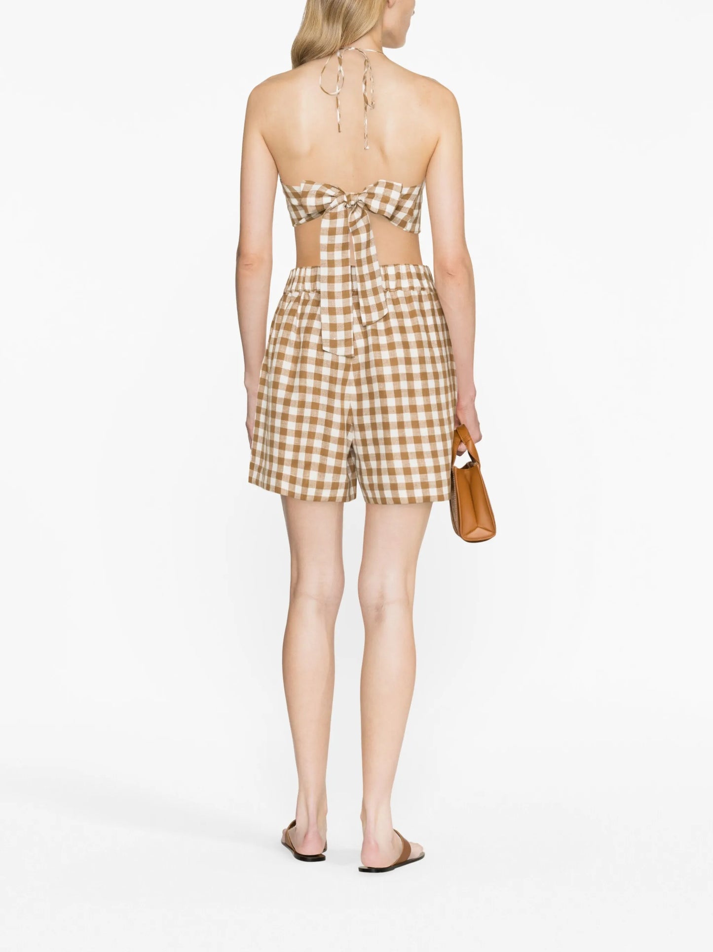 Marseille gingham linen cropped top