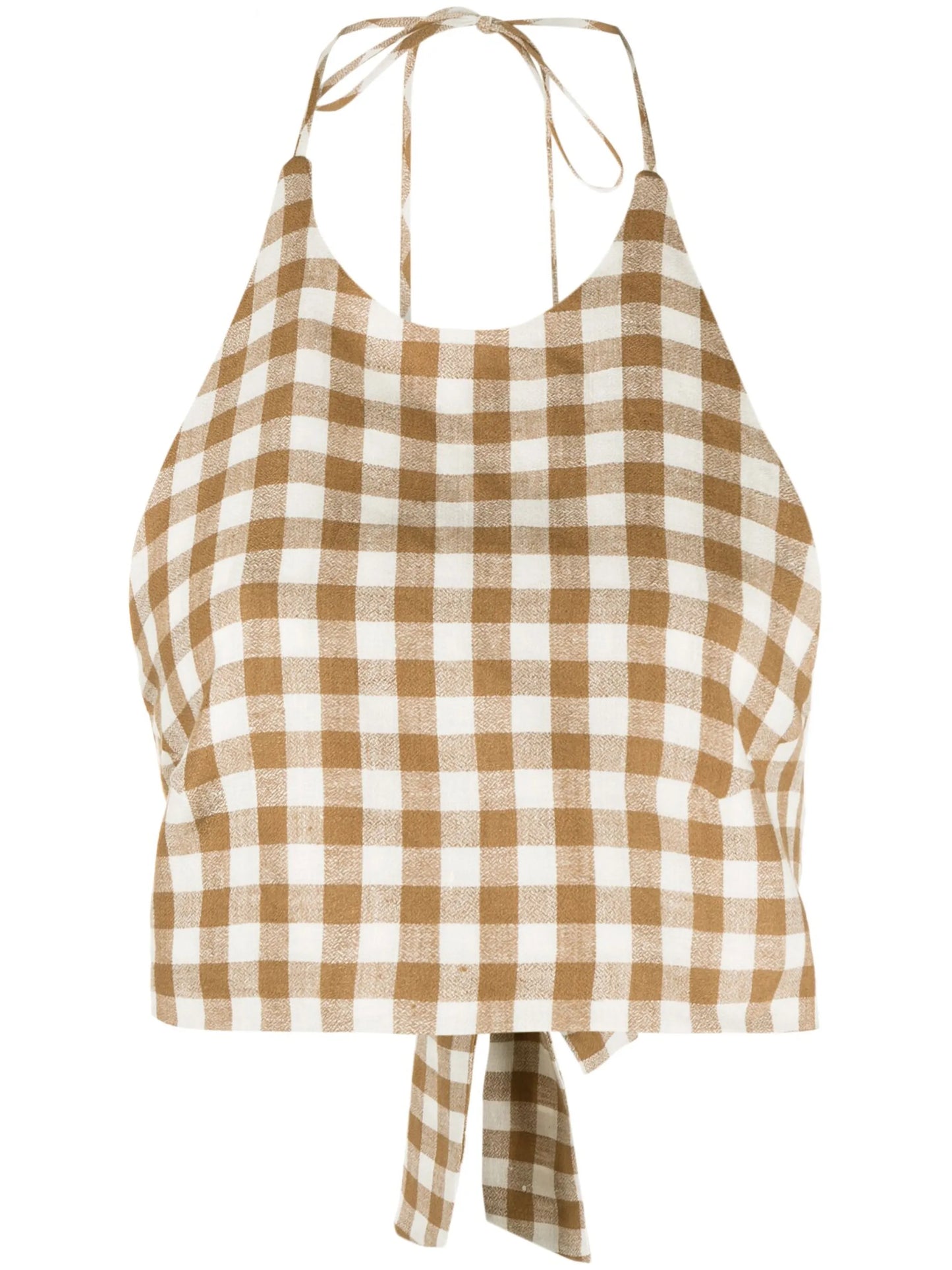 Marseille gingham linen cropped top