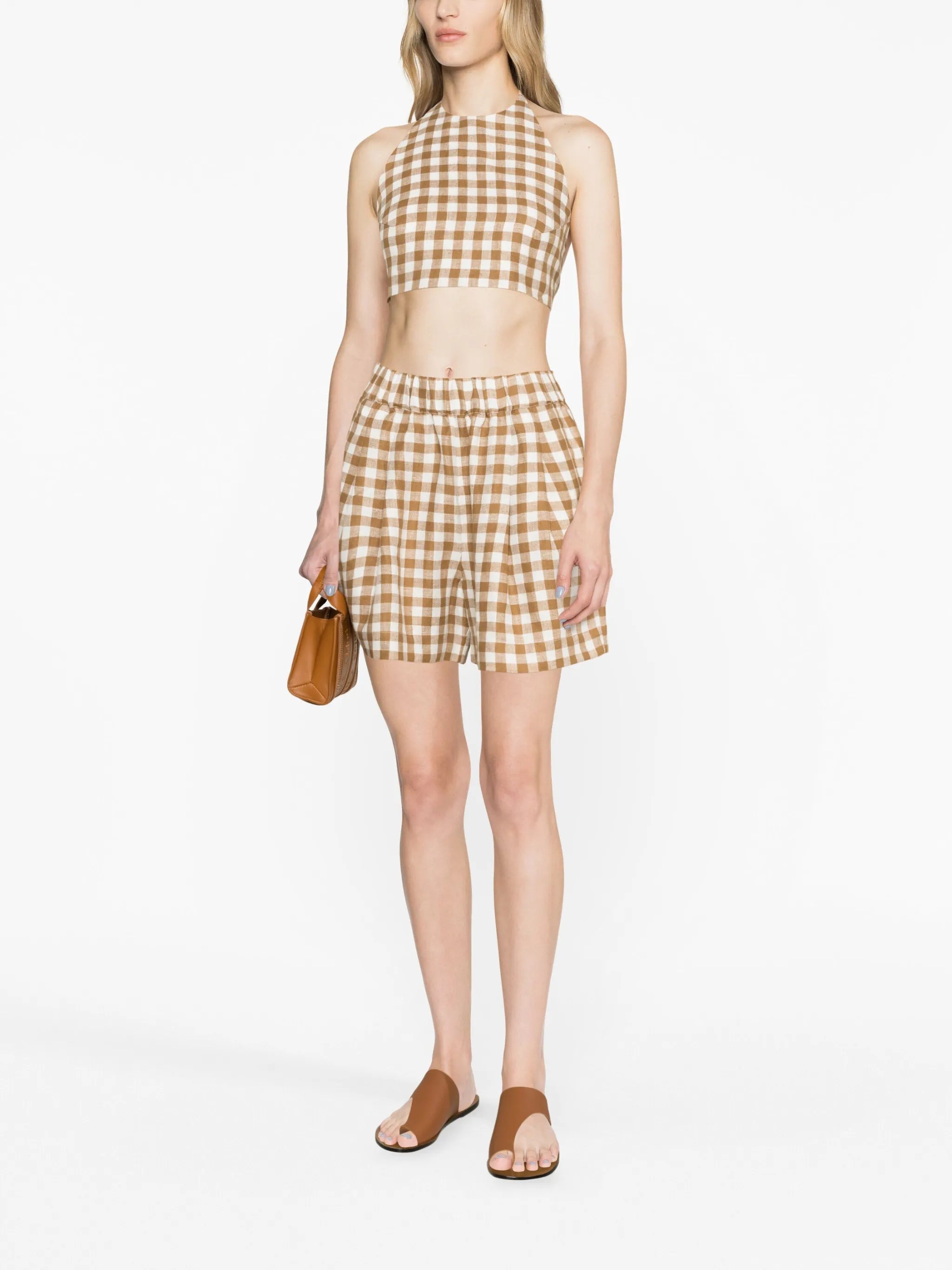 Zurich checked linen shorts
