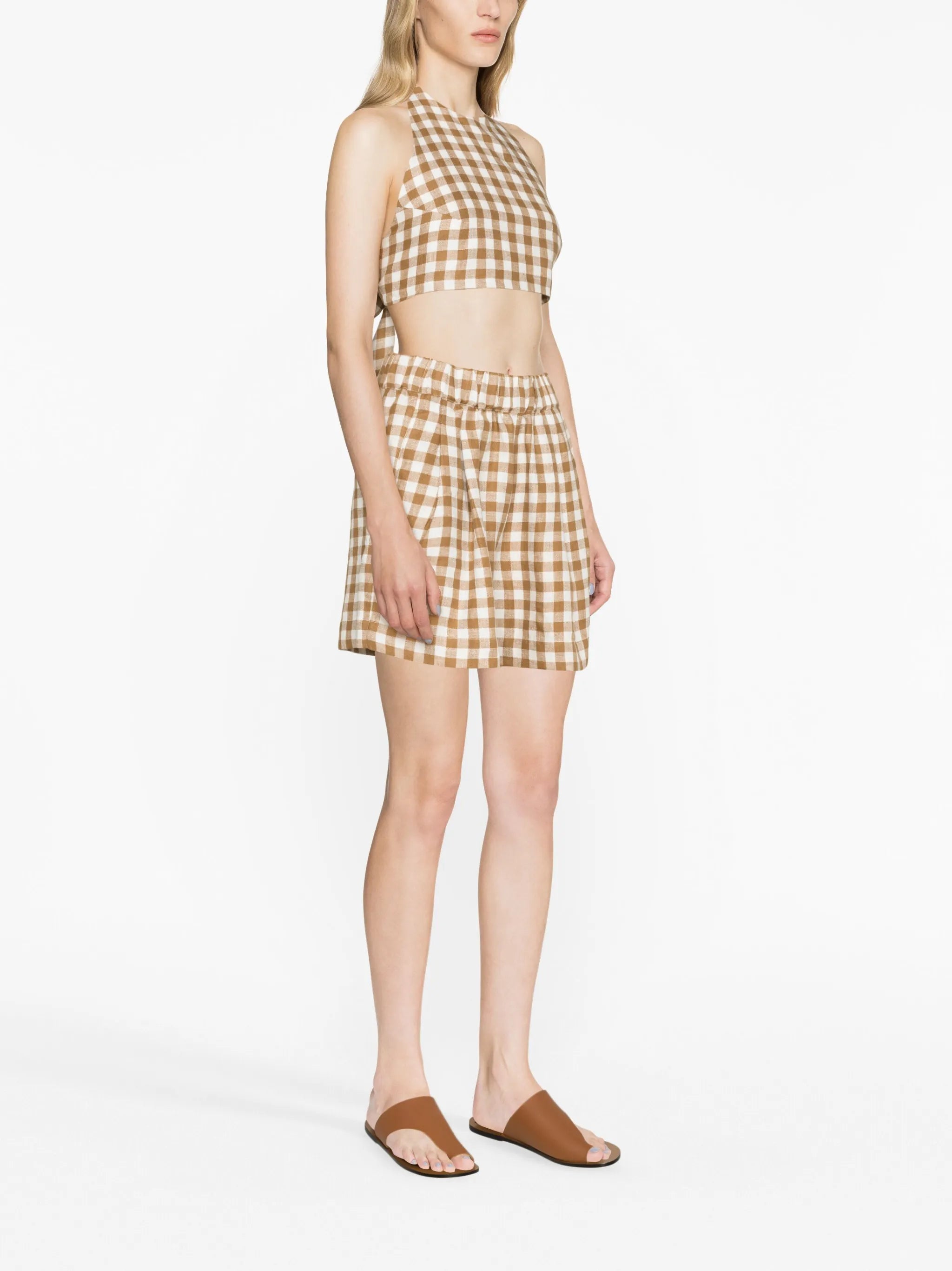 Zurich checked linen shorts