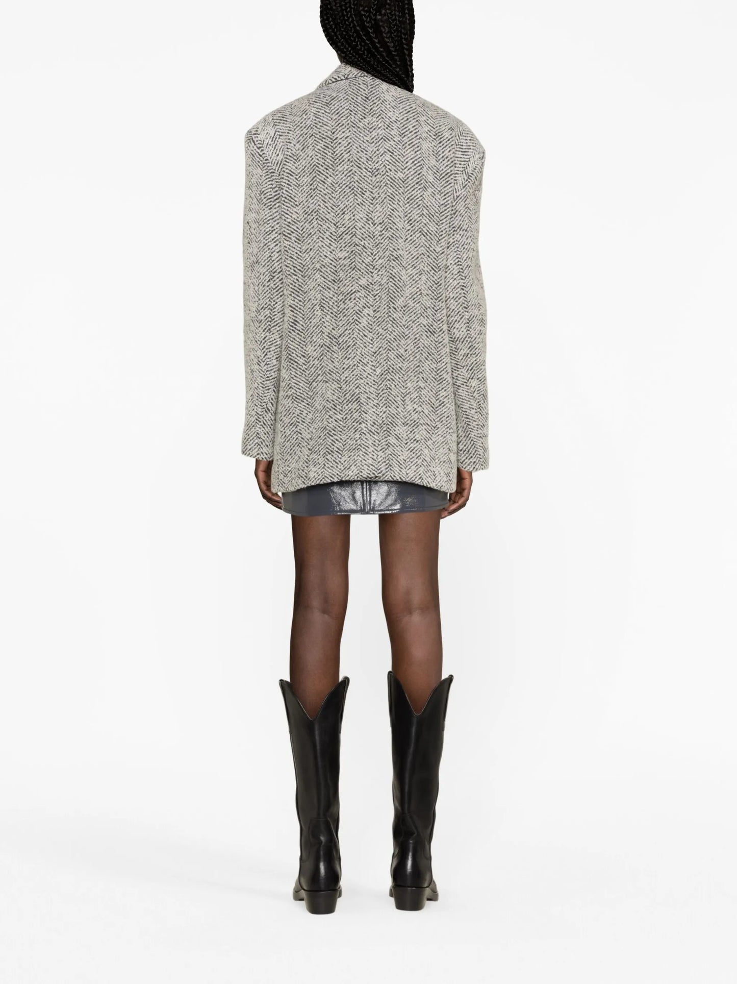 herringbone wool-blend blazer