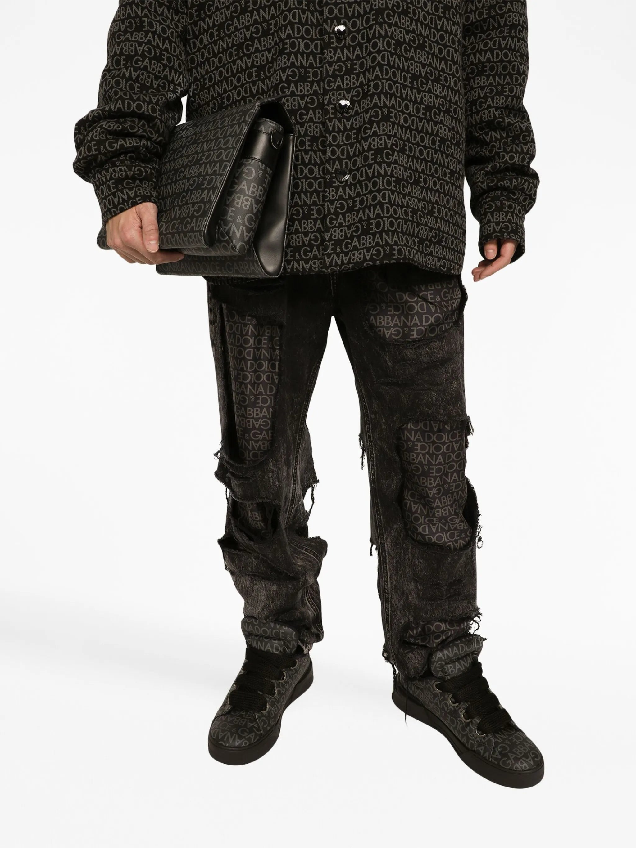 logo-print leather shoulder bag