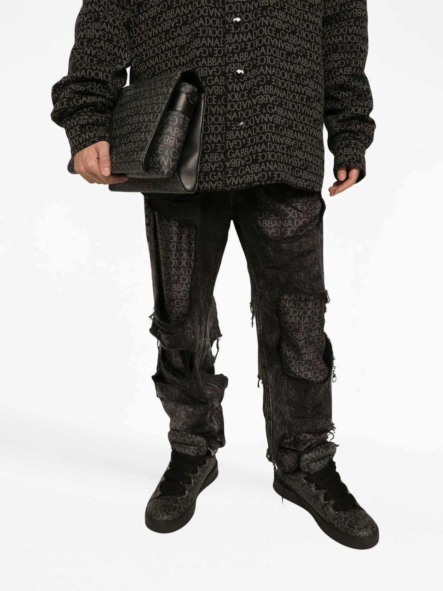 logo-print leather shoulder bag