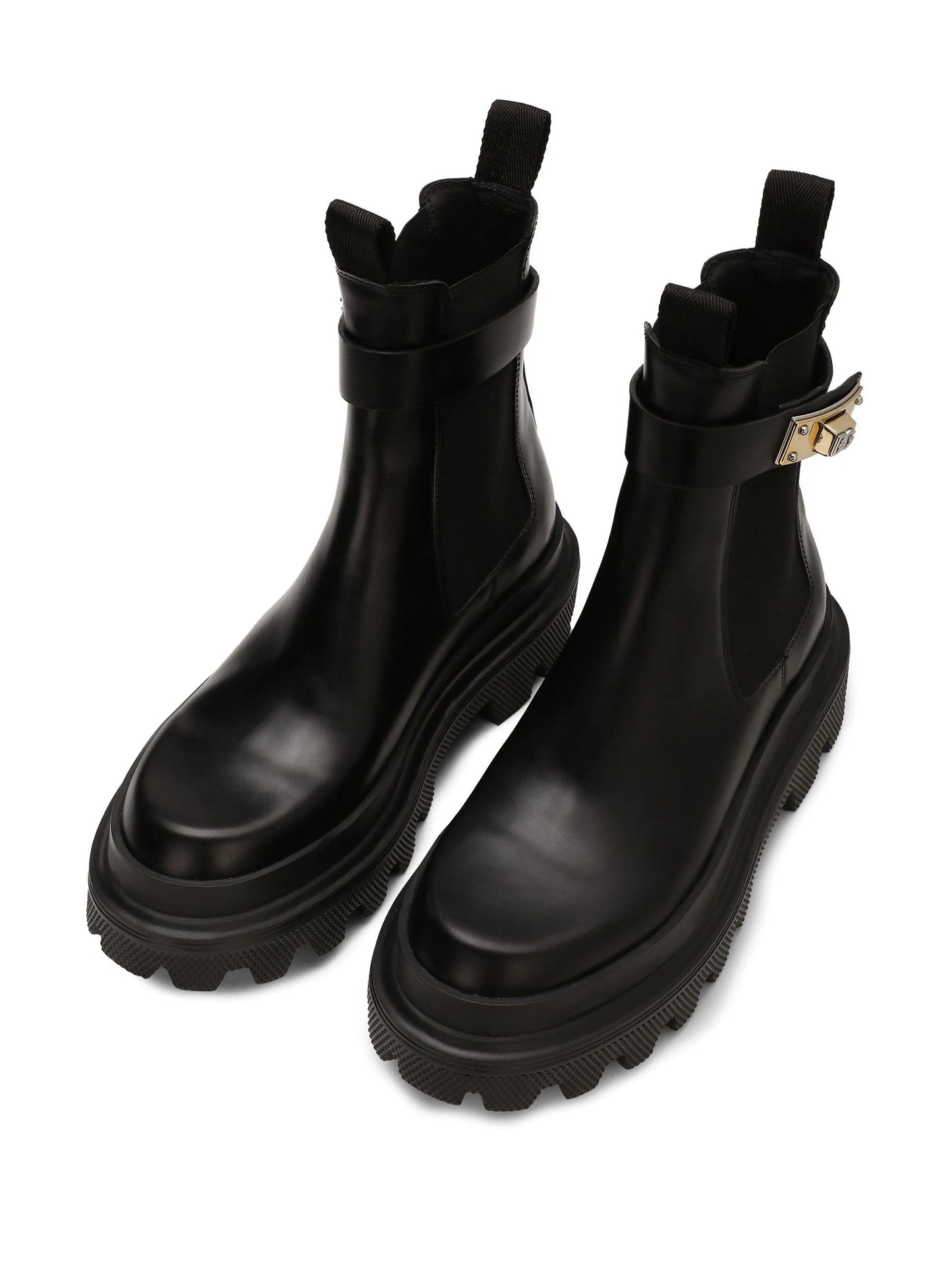 branded-strap leather Chelsea boots
