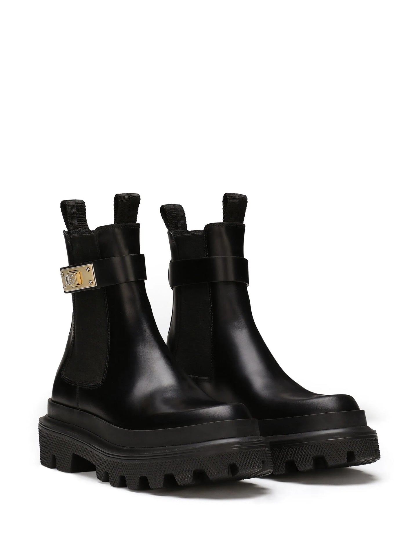 branded-strap leather Chelsea boots