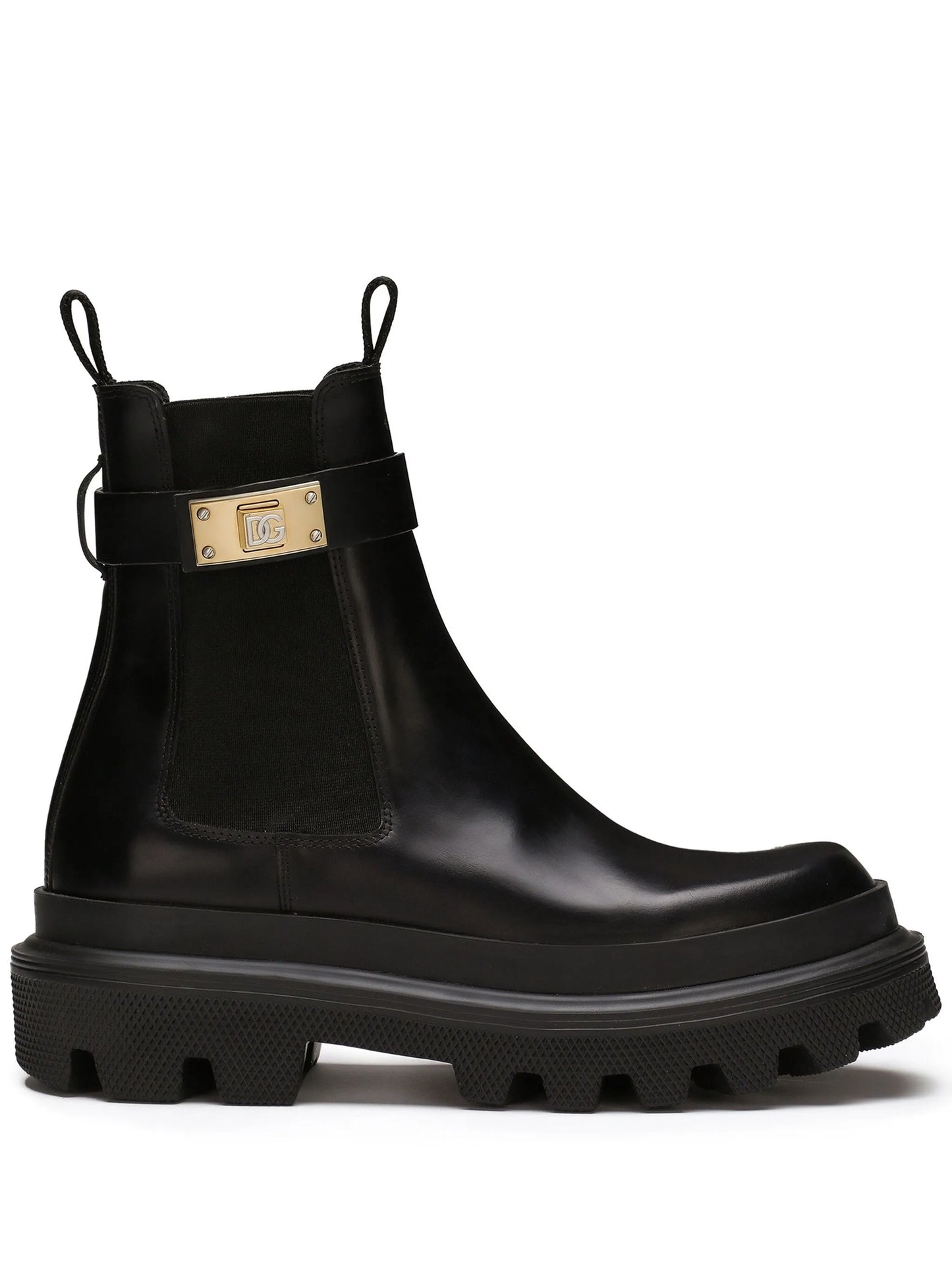 branded-strap leather Chelsea boots
