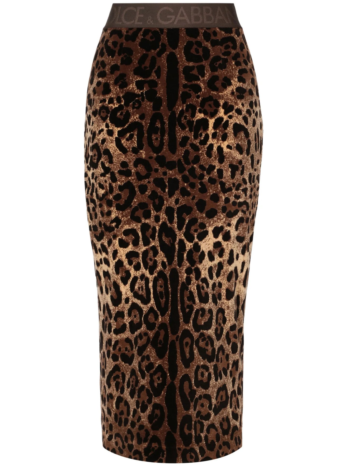 chenille leopard-print midi skirt