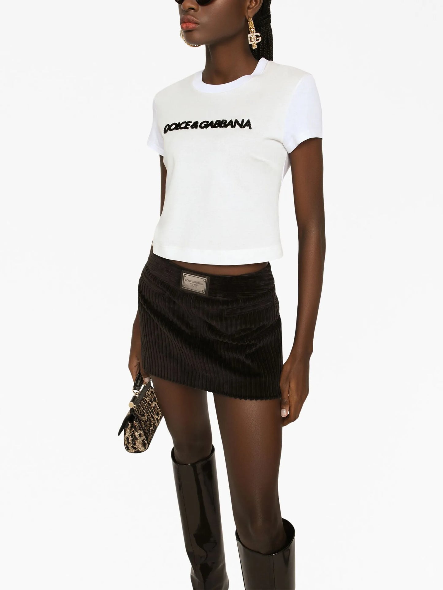 ribbed velvet mini skirt