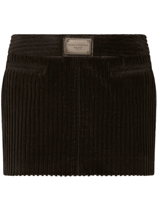 ribbed velvet mini skirt