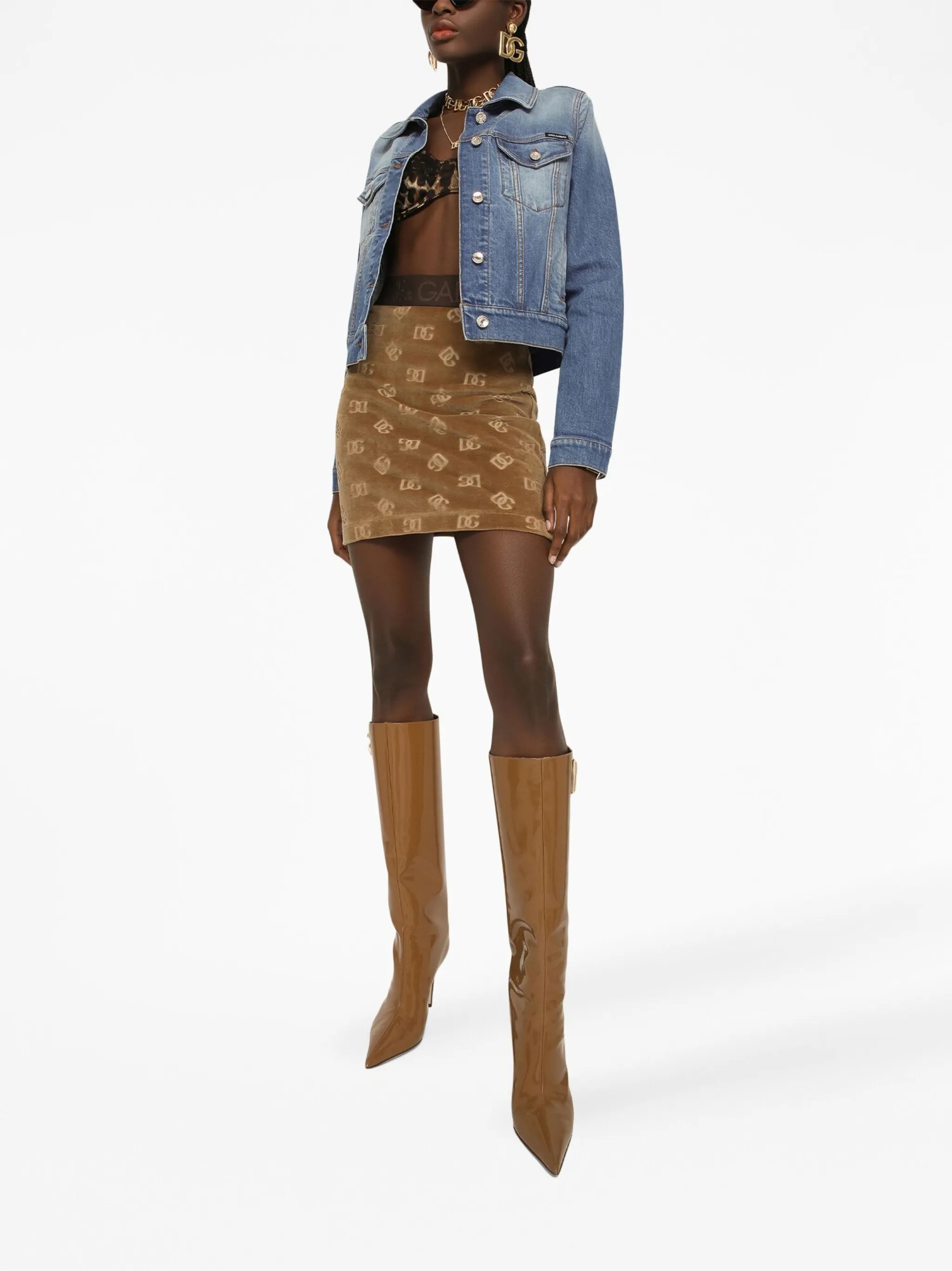 monogram-jacquard mini skirt
