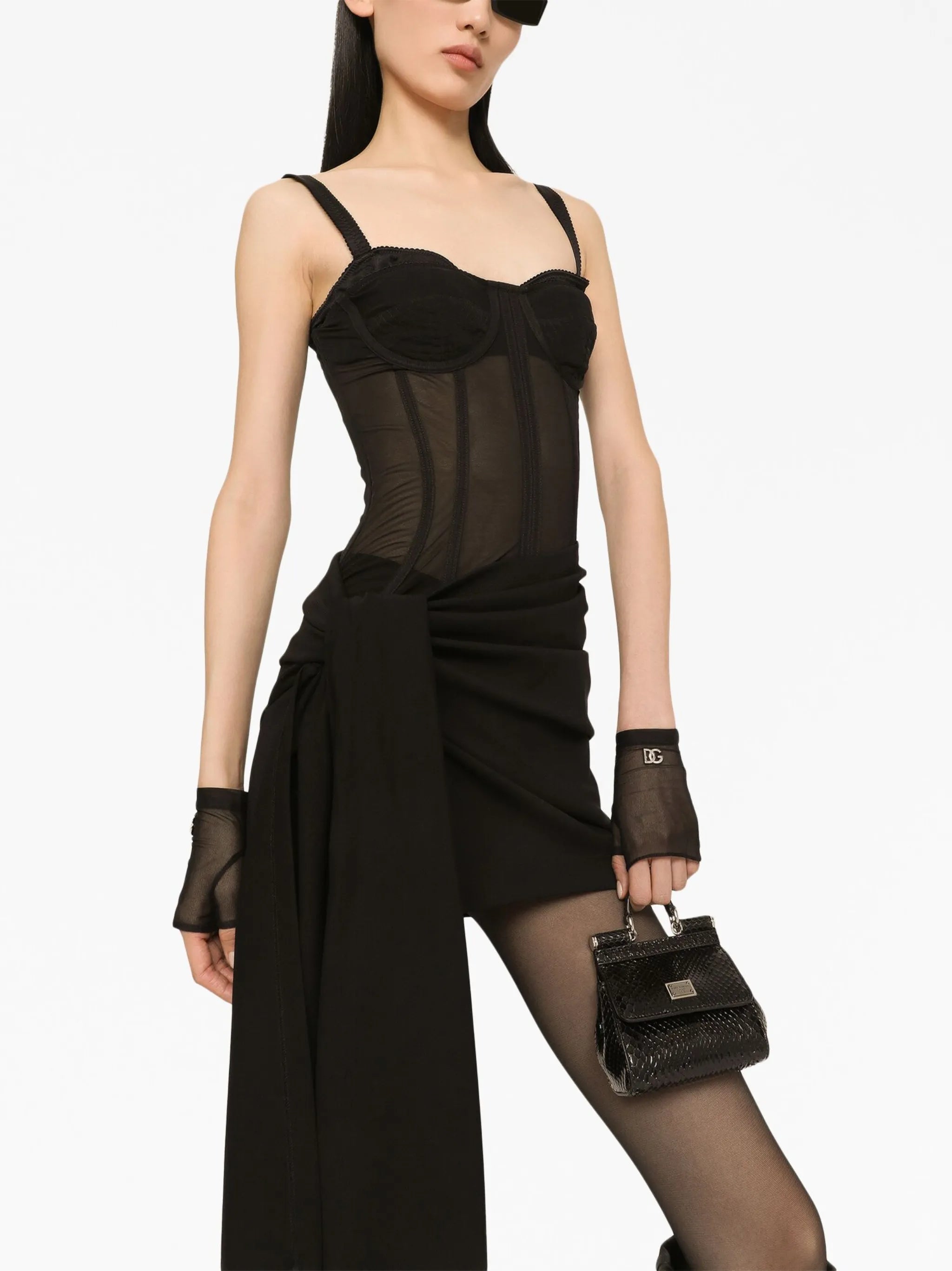 draped bustier mini dress