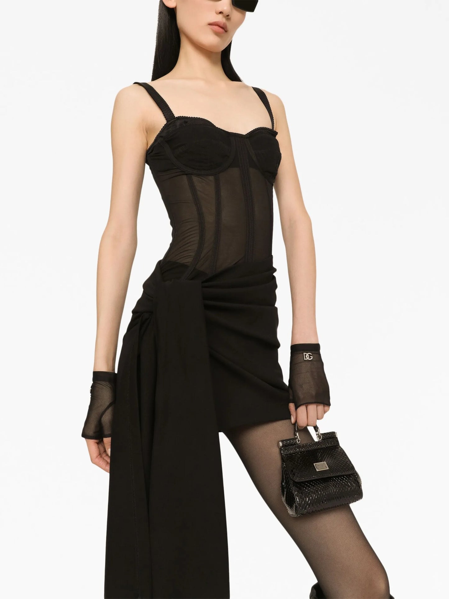 draped bustier mini dress