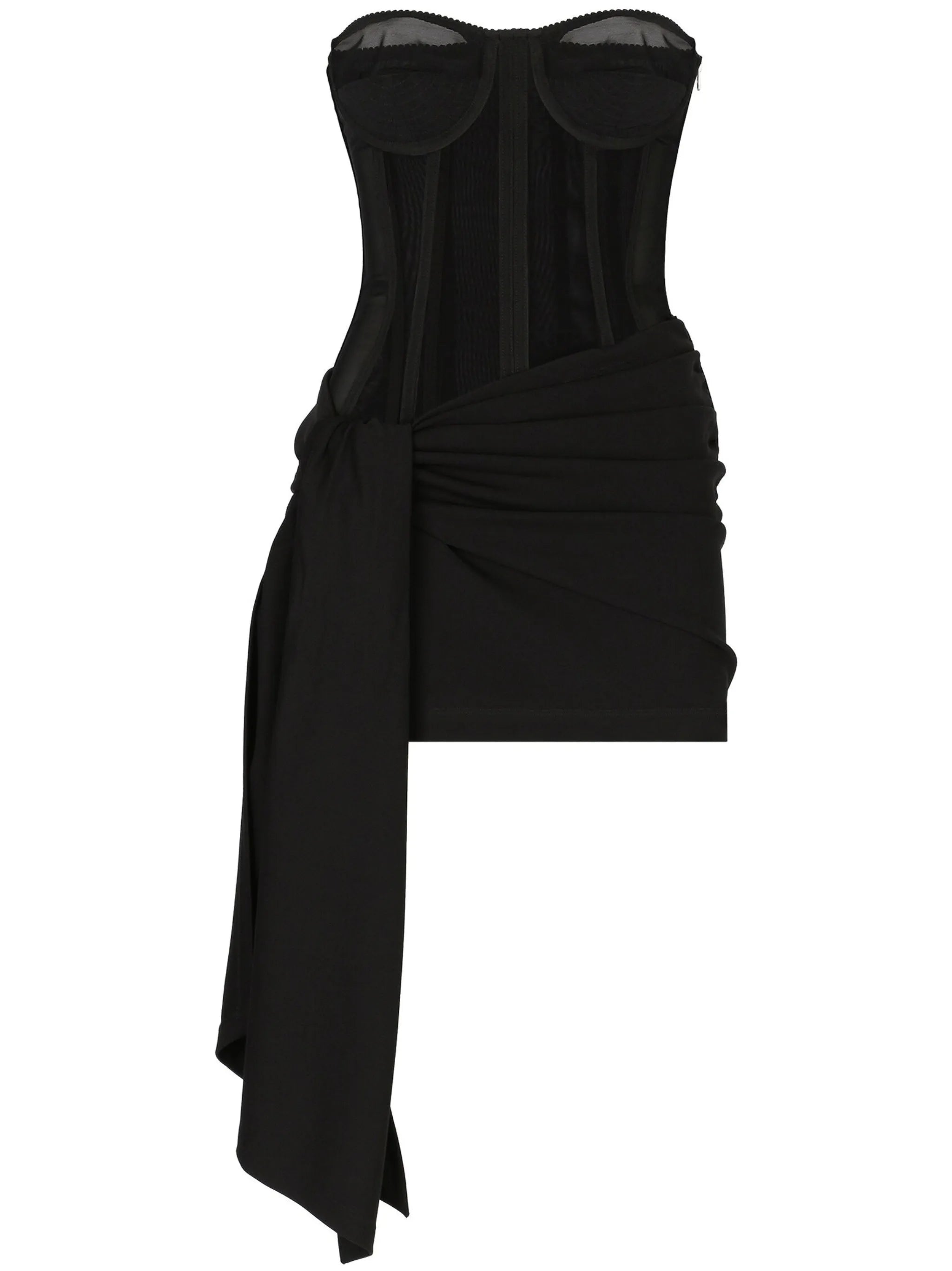 draped bustier mini dress