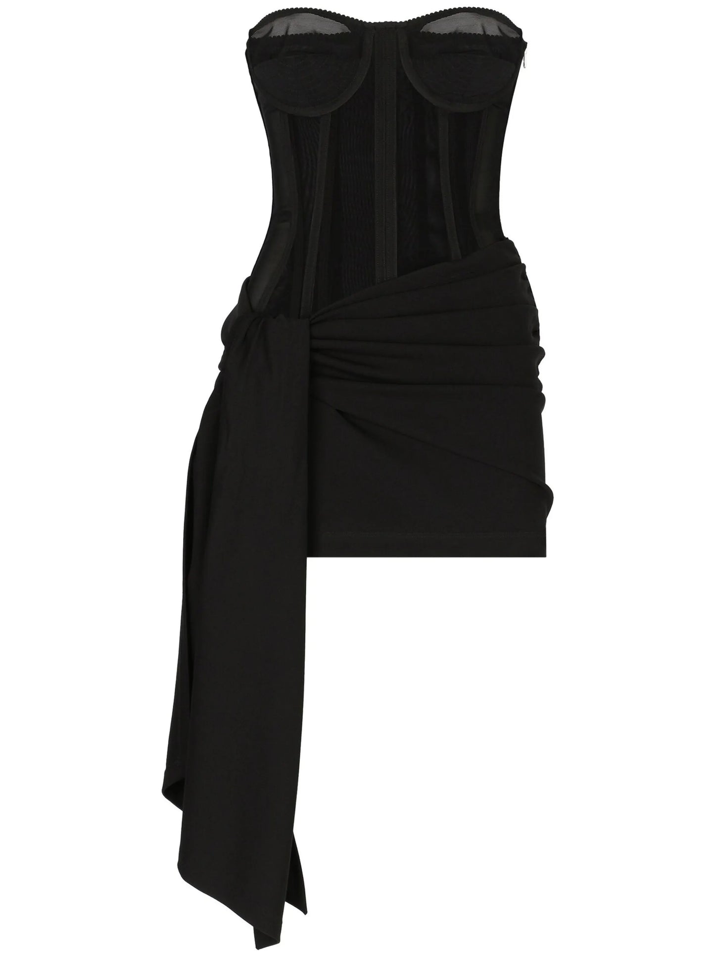 draped bustier mini dress