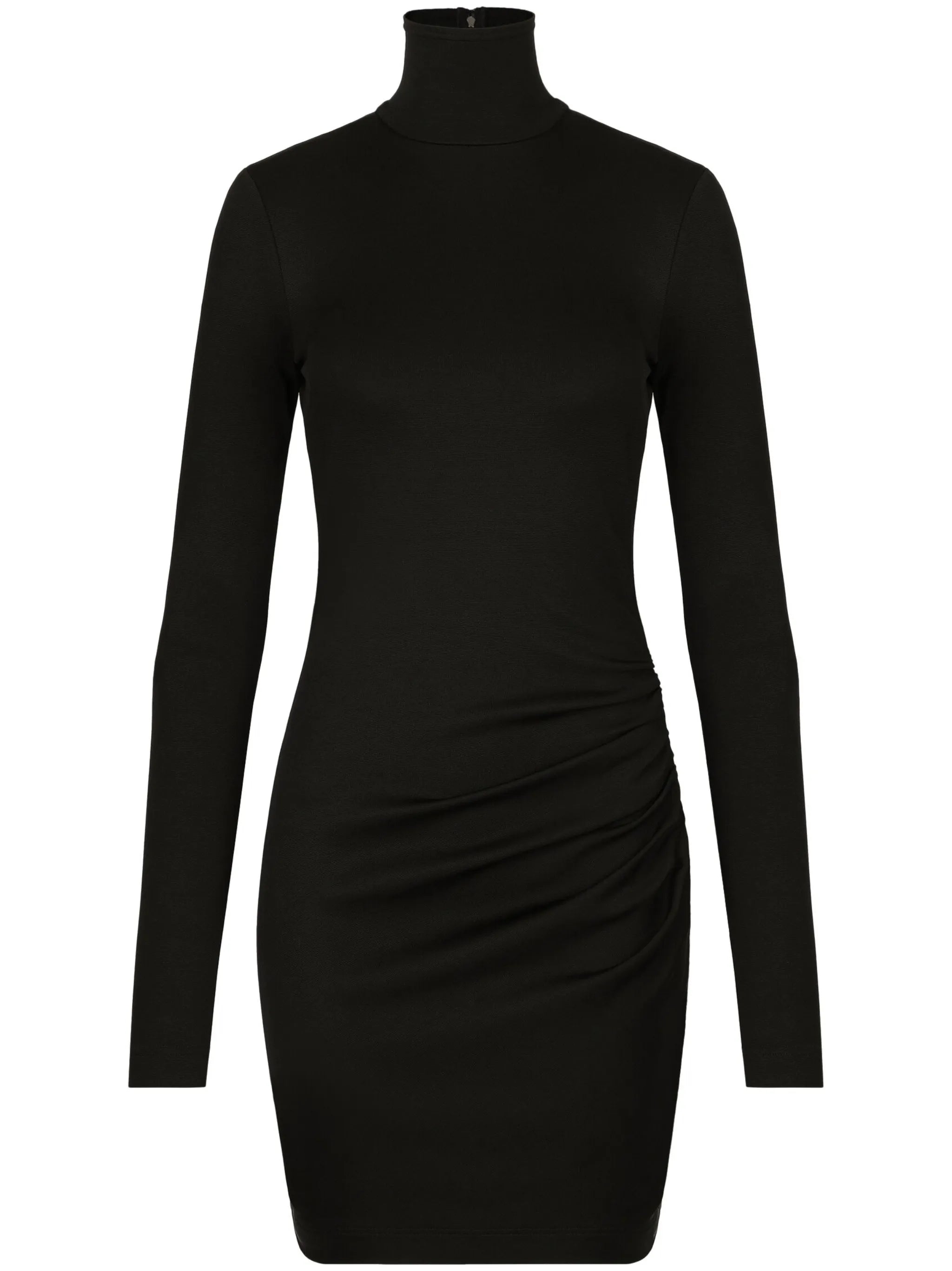 ruched high-neck mini dress