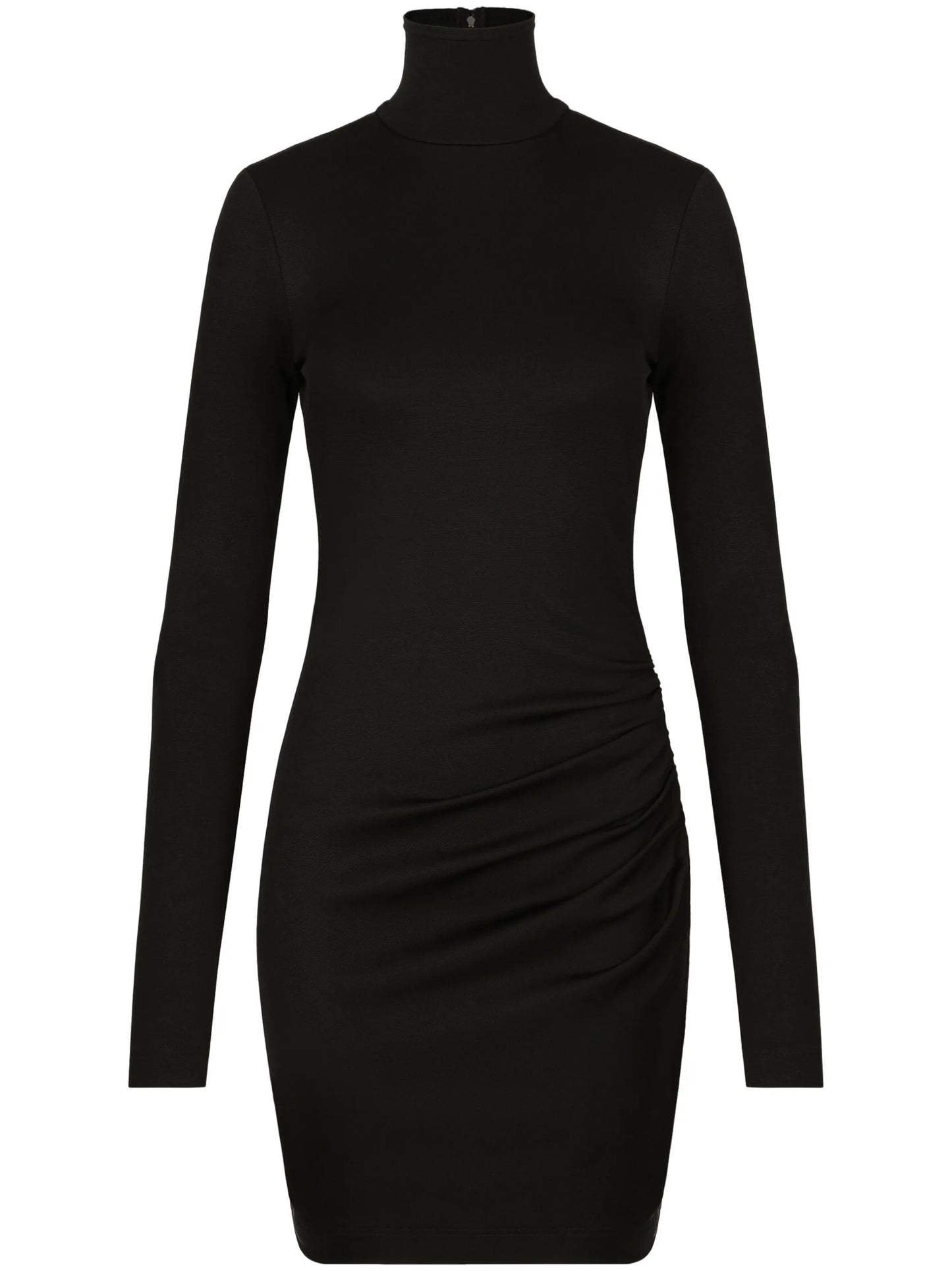 ruched high-neck mini dress