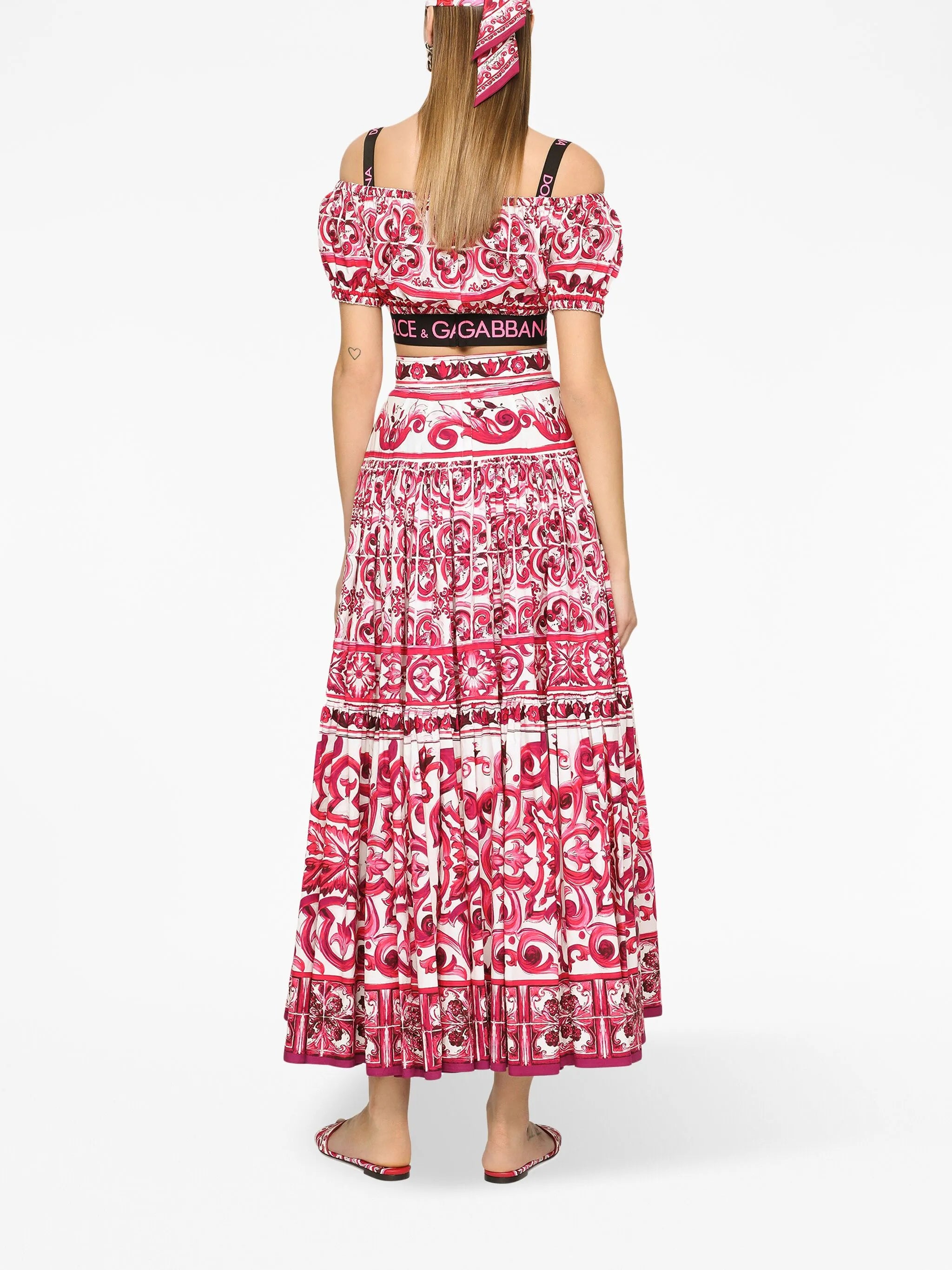 Majolica-print crop top