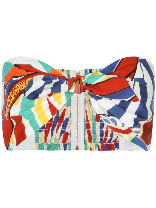 mix-print cropped bandeau top