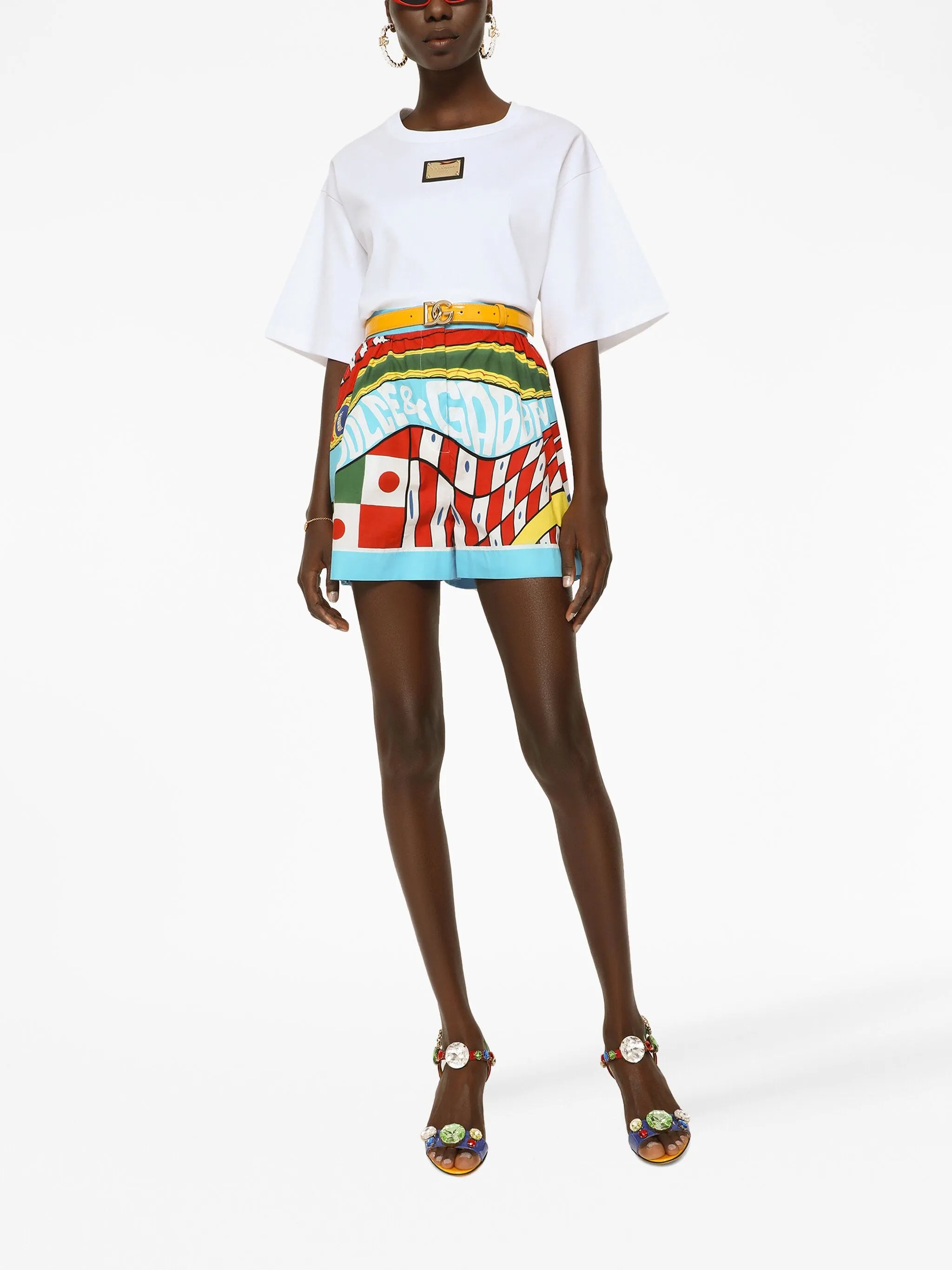 Sicilian Carretto-print cotton shorts