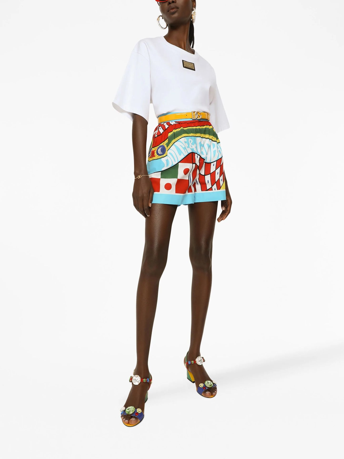 Sicilian Carretto-print cotton shorts