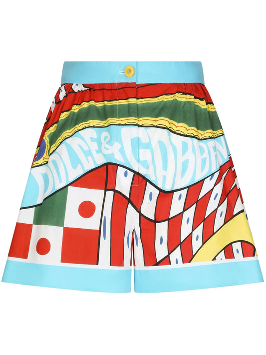 Sicilian Carretto-print cotton shorts