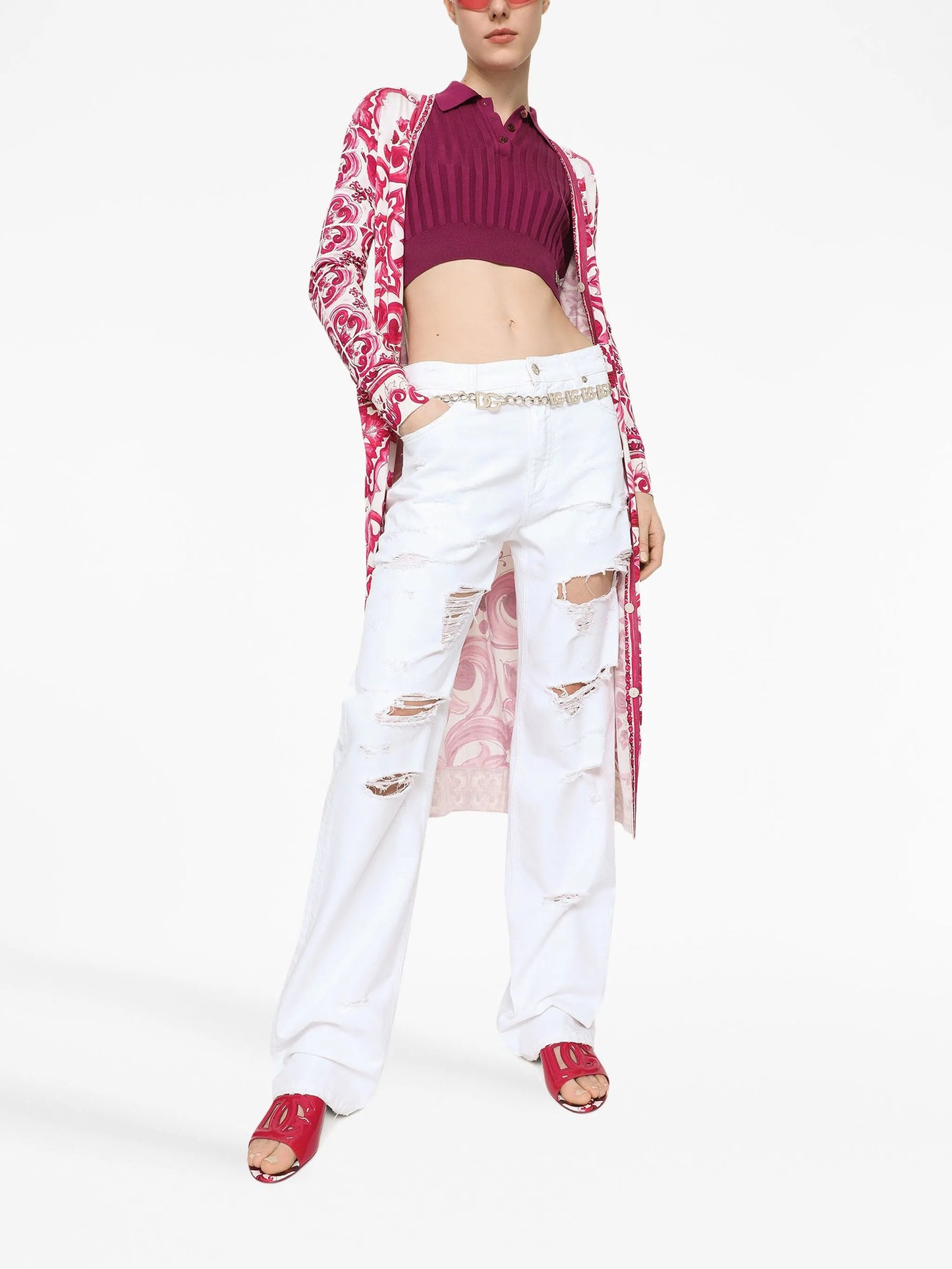 distressed straight-leg jeans