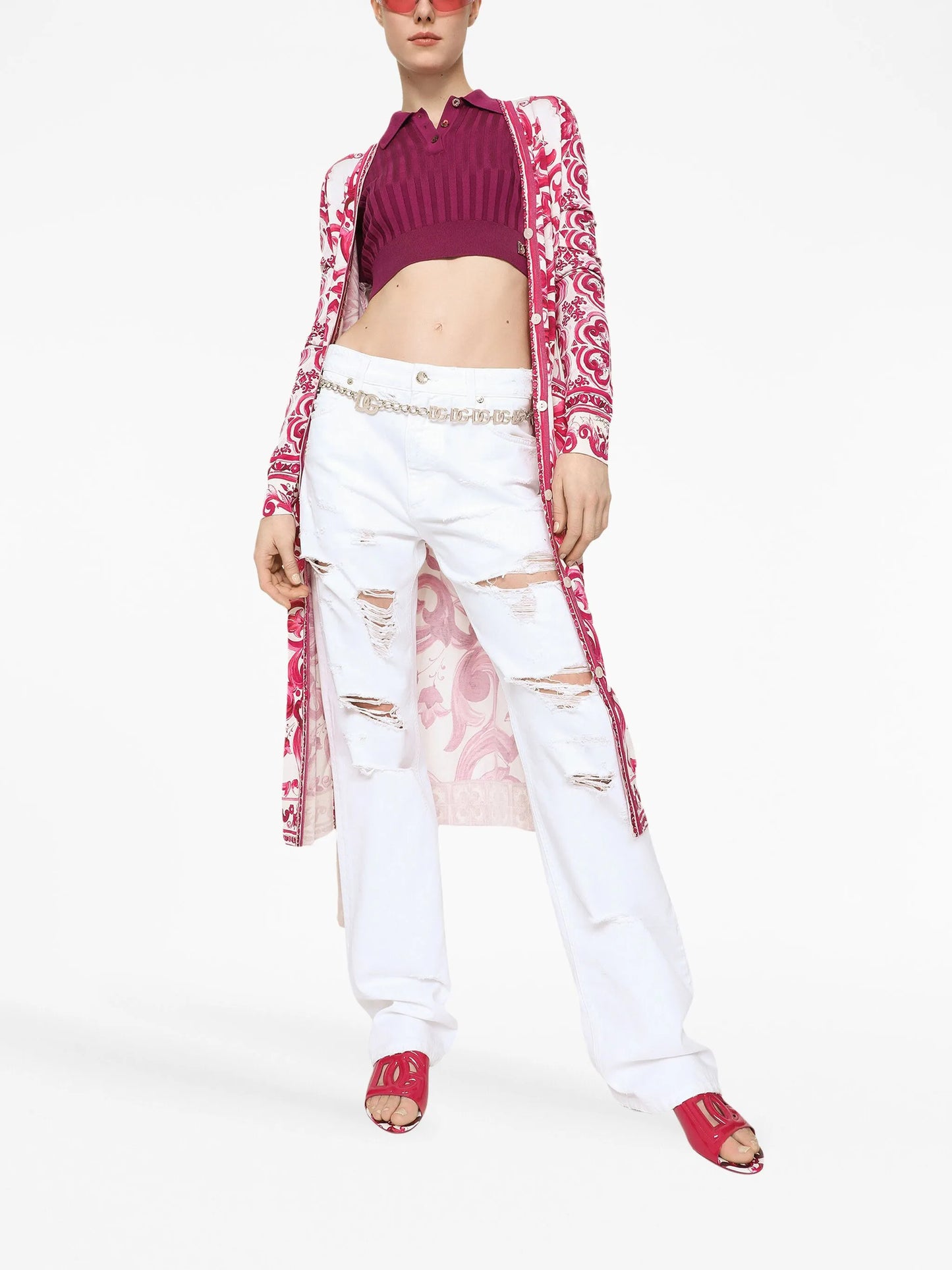 distressed straight-leg jeans