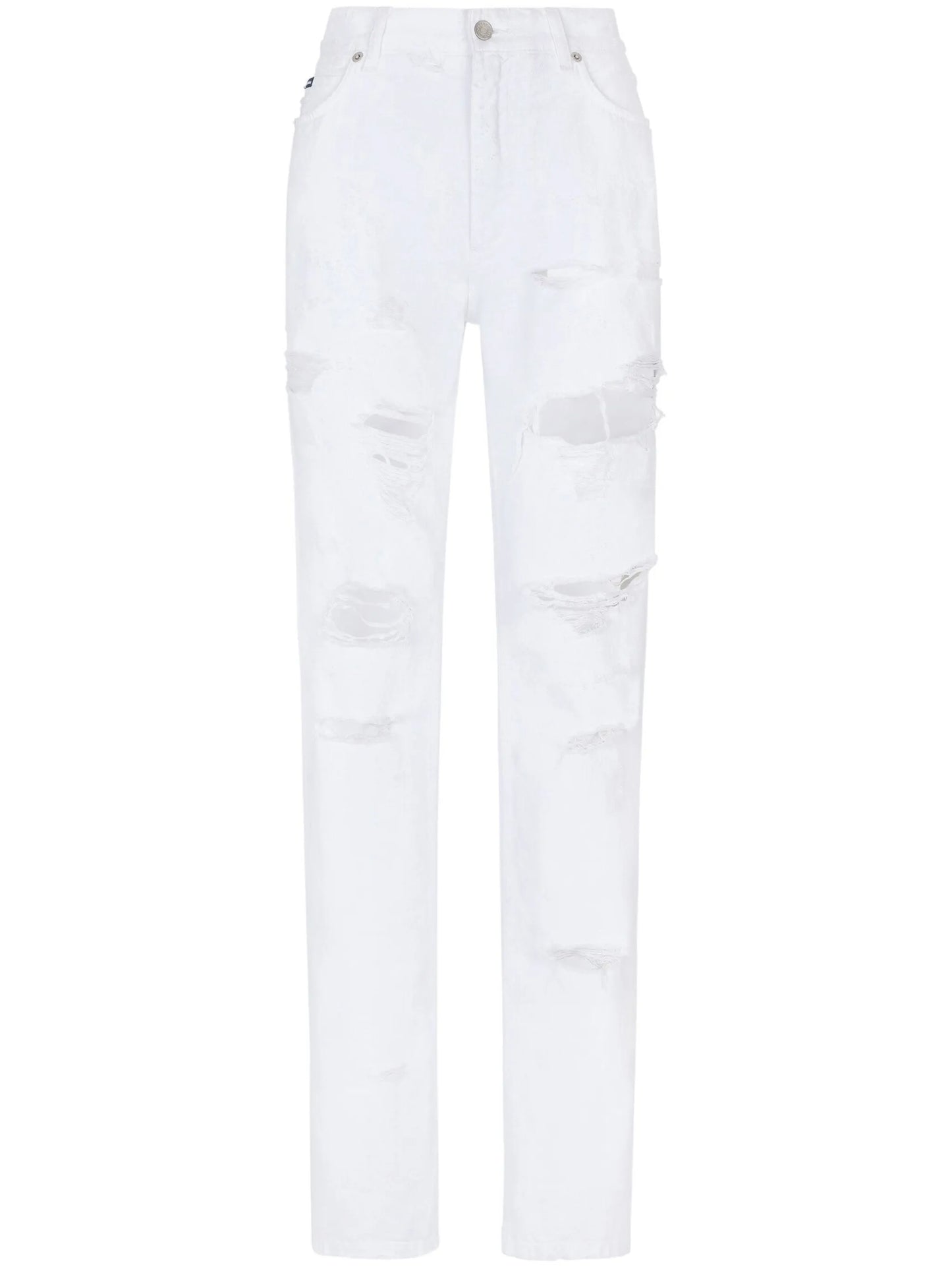 distressed straight-leg jeans