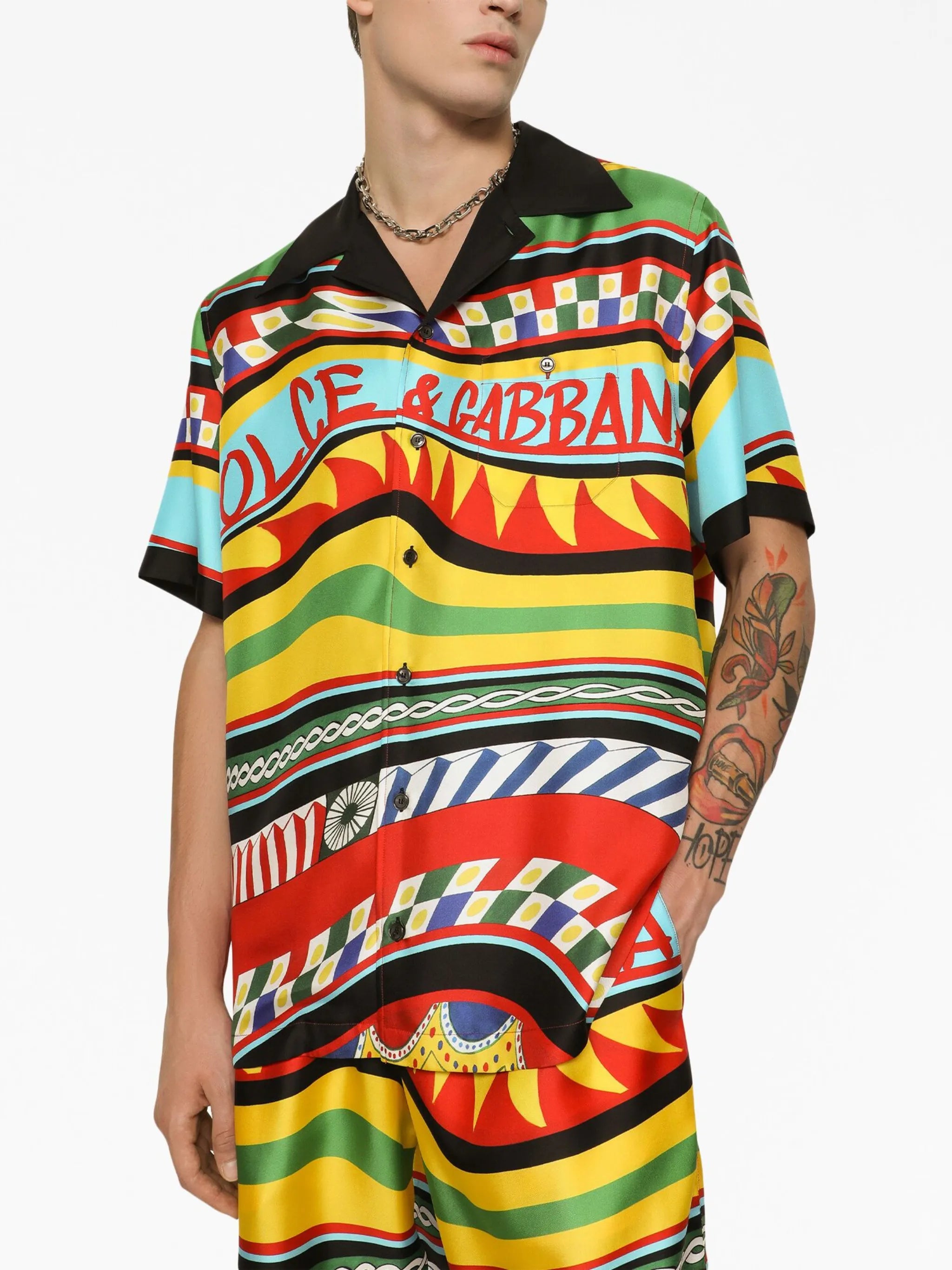 Carretto-print silk shirt