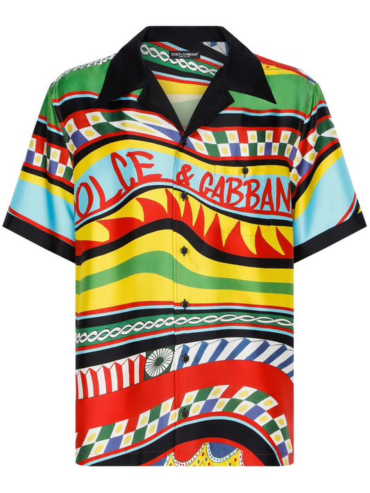 Carretto-print silk shirt