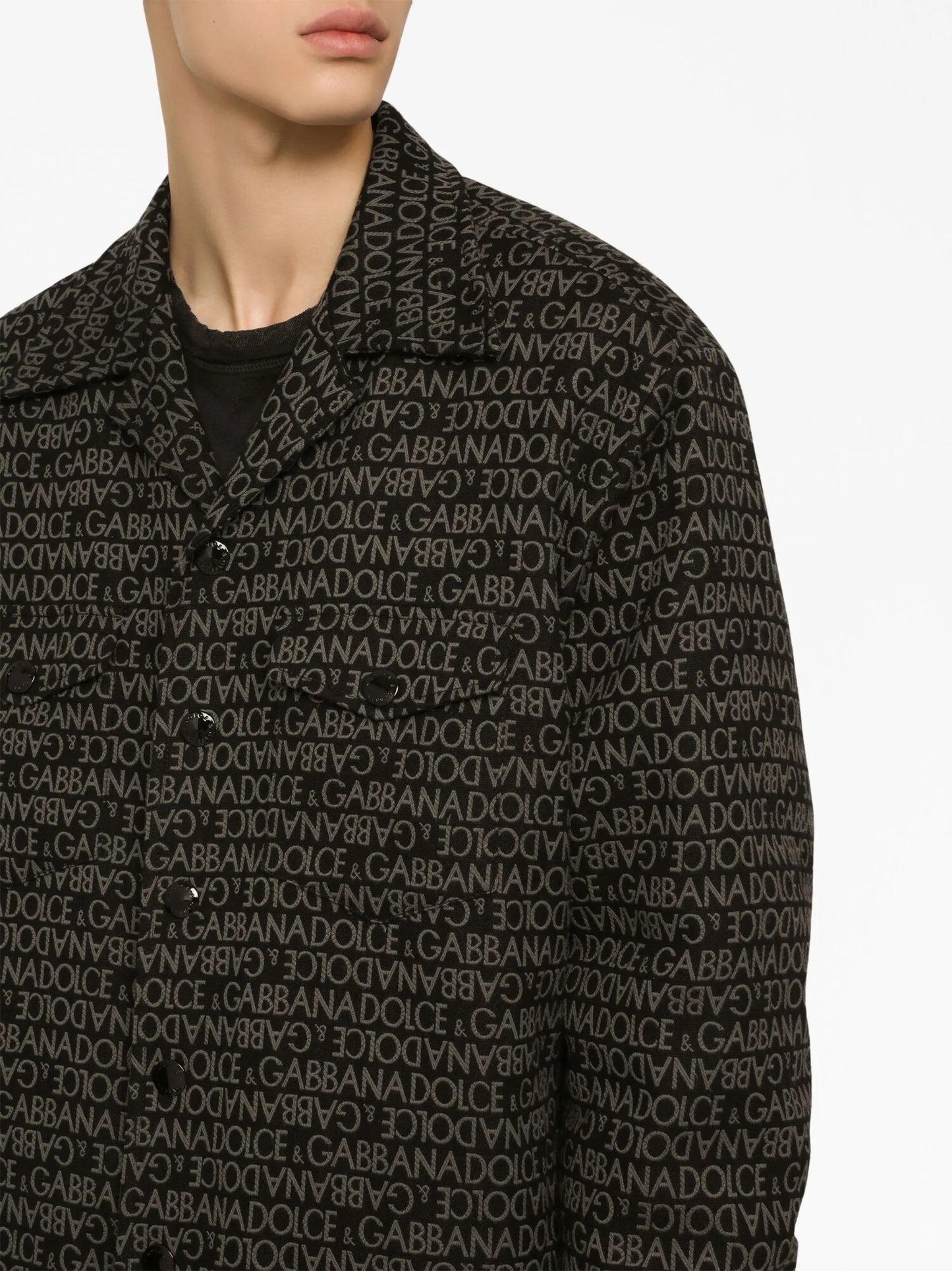 logo-printed shirt jacket