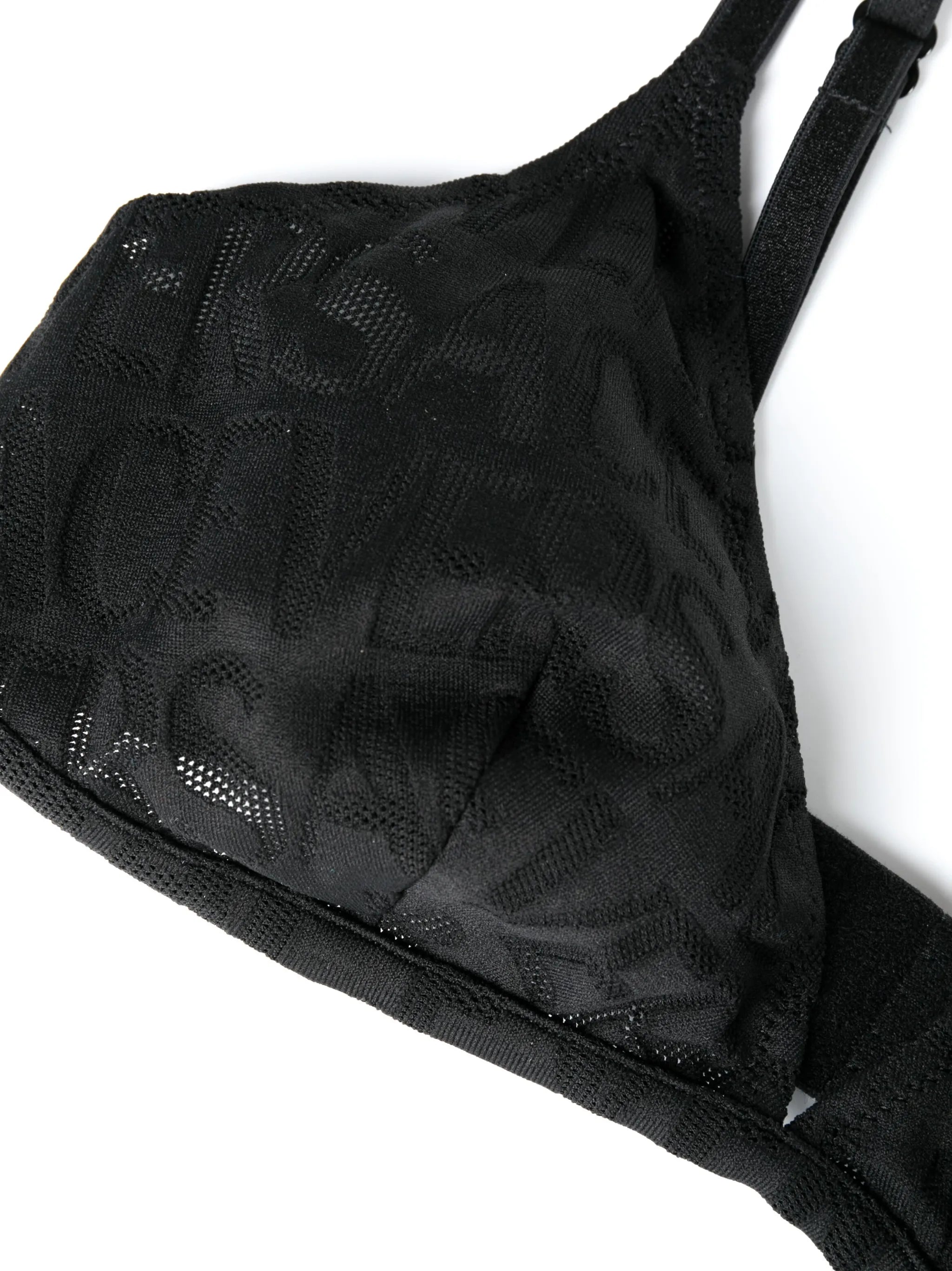 Allover logo mesh triangle bra