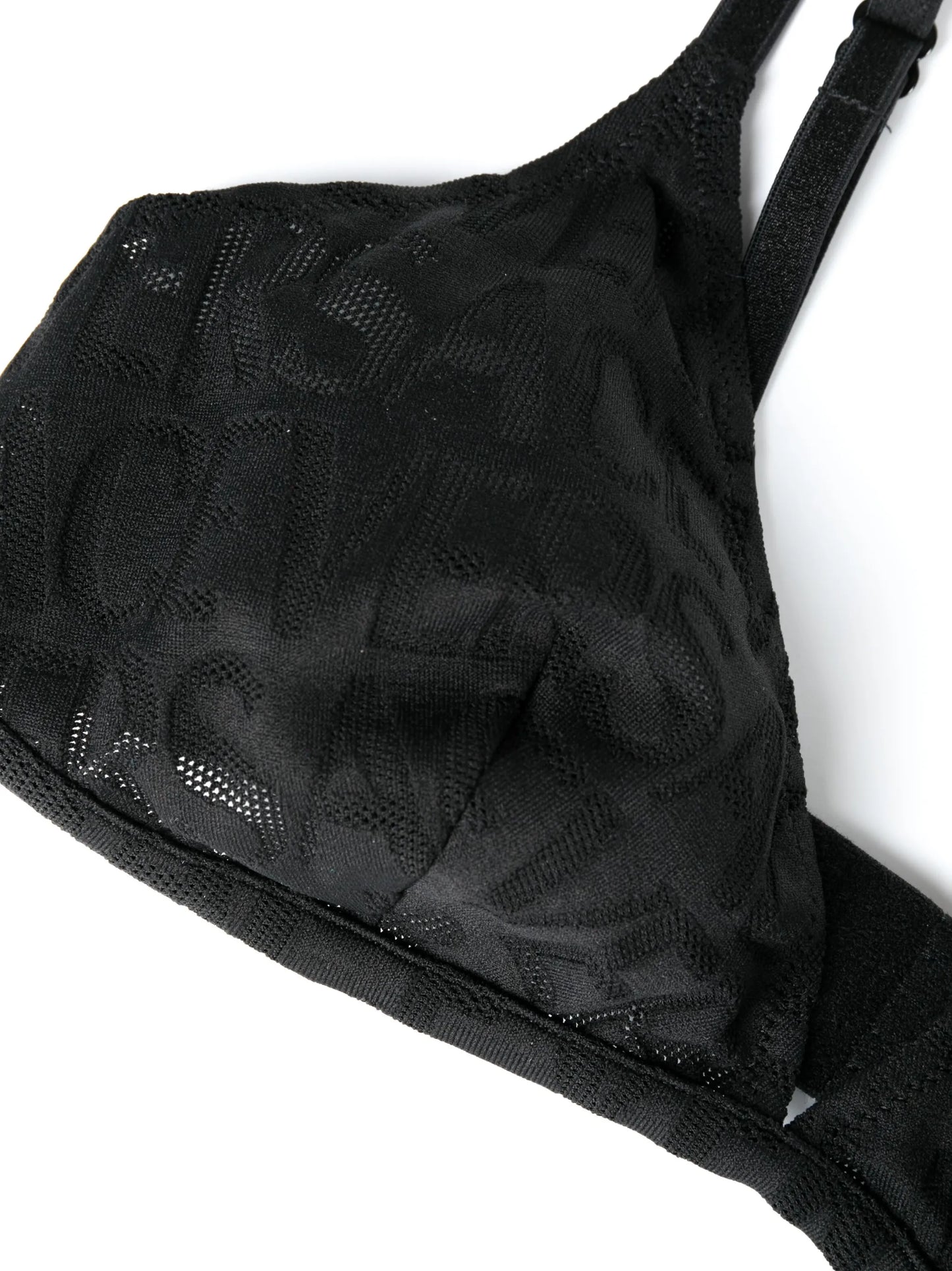 Allover logo mesh triangle bra