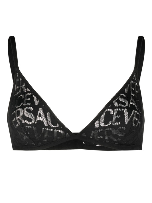 Allover logo mesh triangle bra