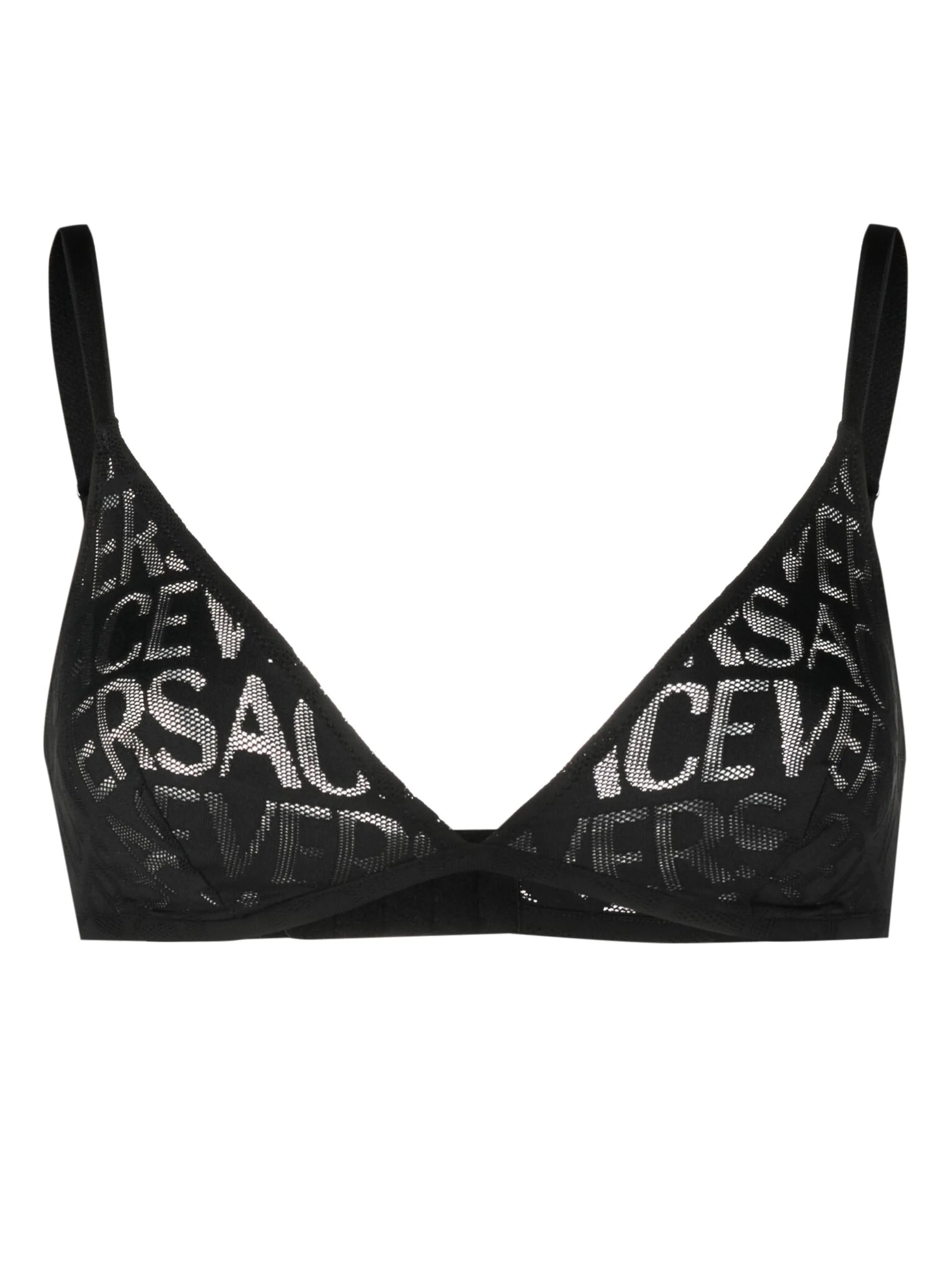 Allover logo mesh triangle bra