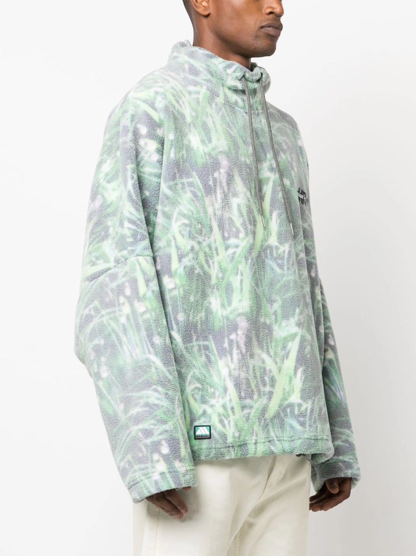 grass-print fleece-texture sweatshirt