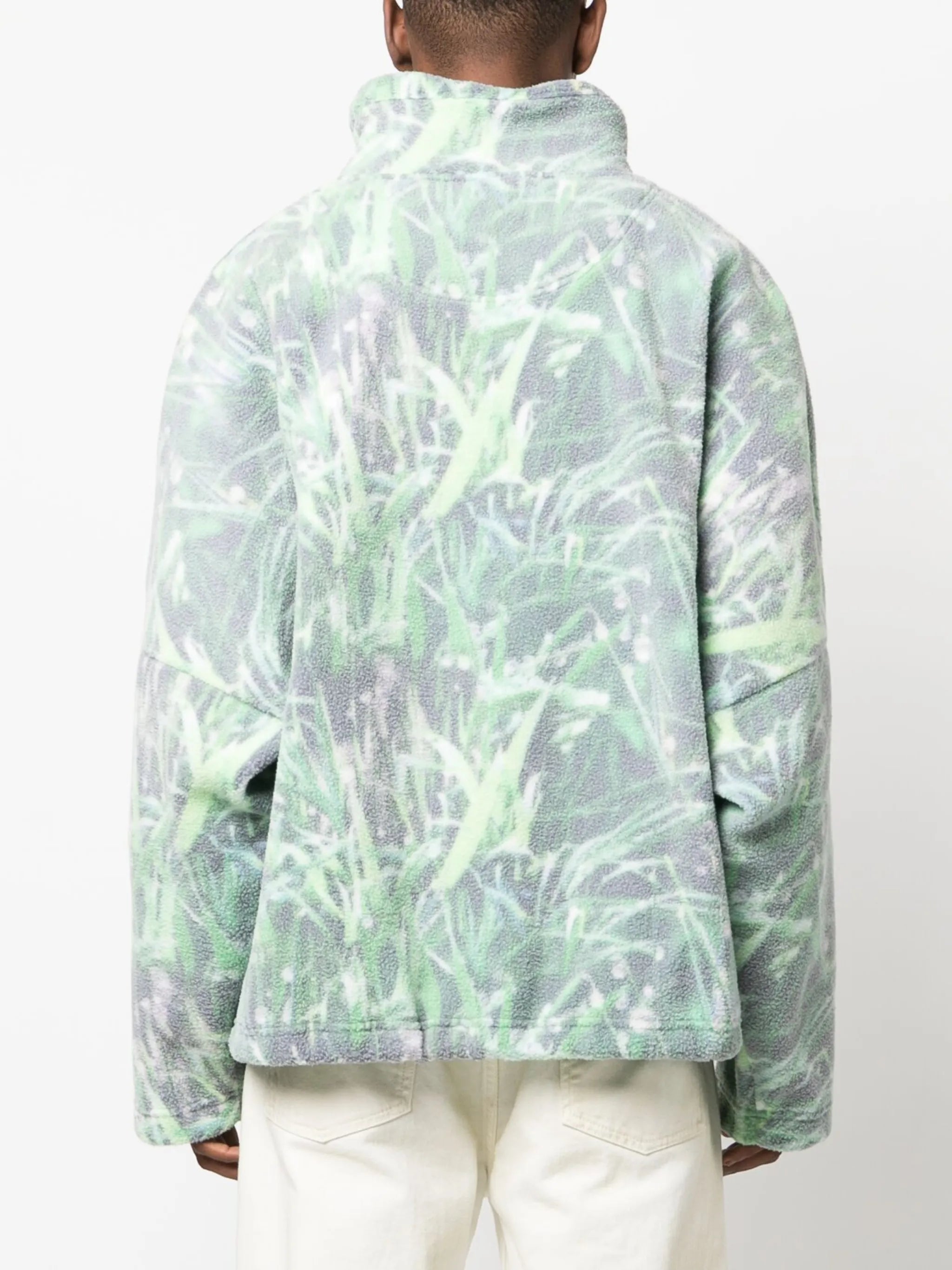 grass-print fleece-texture sweatshirt